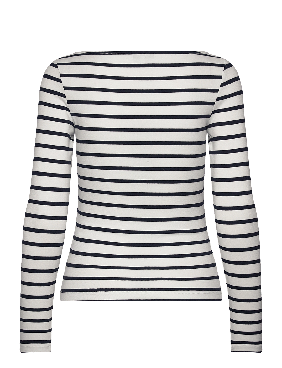 Tommy Jeans - TJW BOAT NECK TOP LS - ecru / navy stripe - 2
