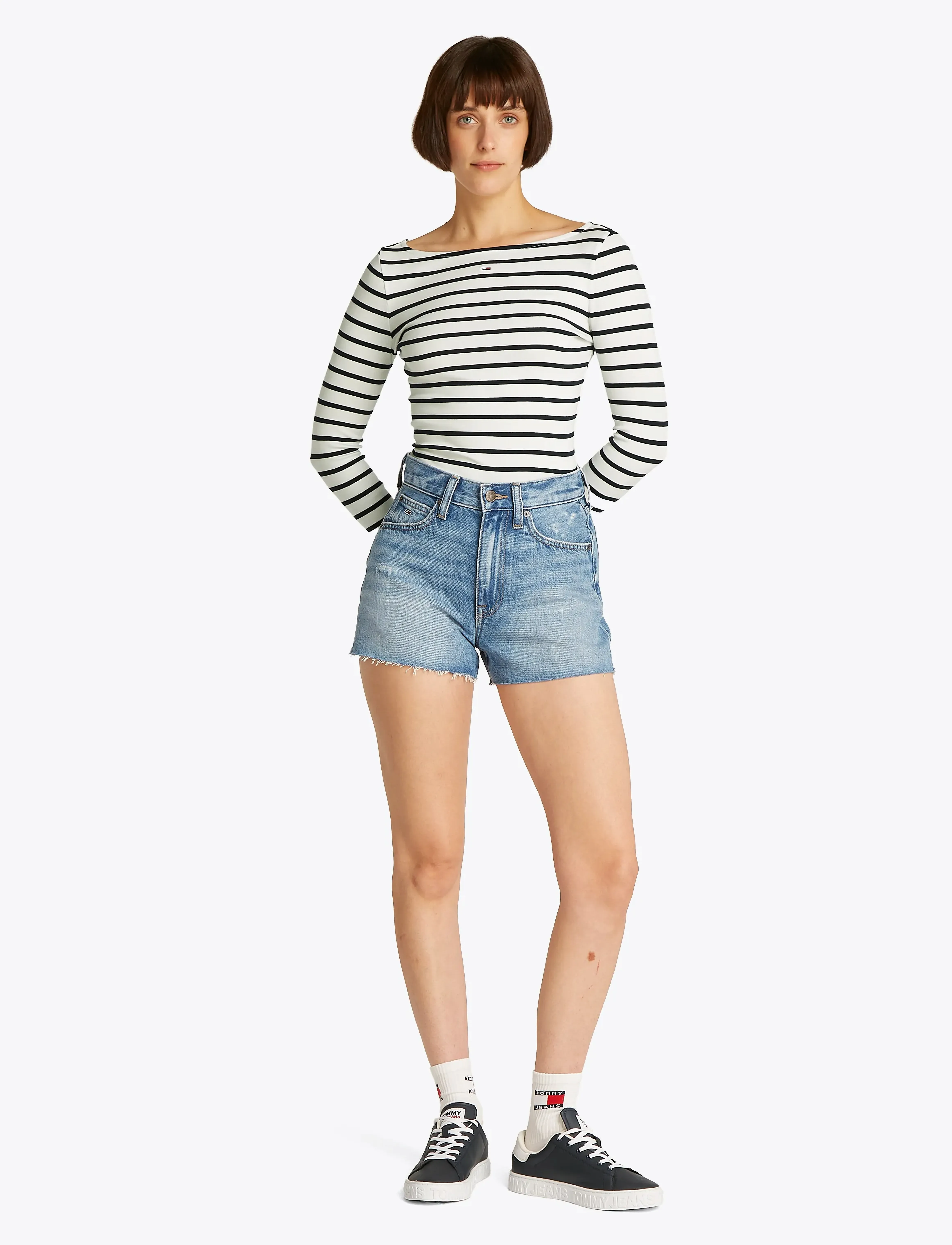 Tommy Jeans - TJW BOAT NECK TOP LS - ecru / navy stripe - 4