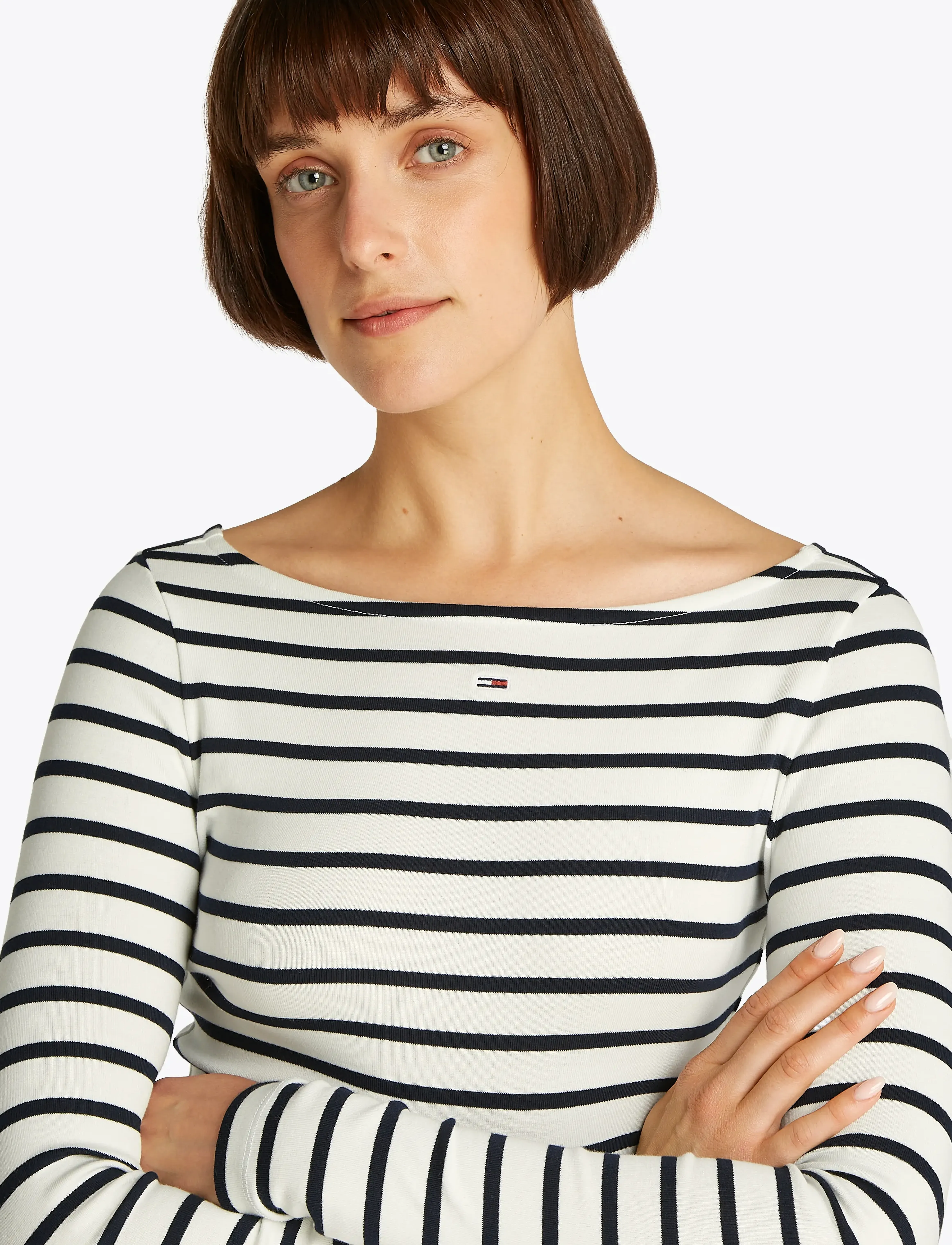 Tommy Jeans - TJW BOAT NECK TOP LS - ecru / navy stripe - 5