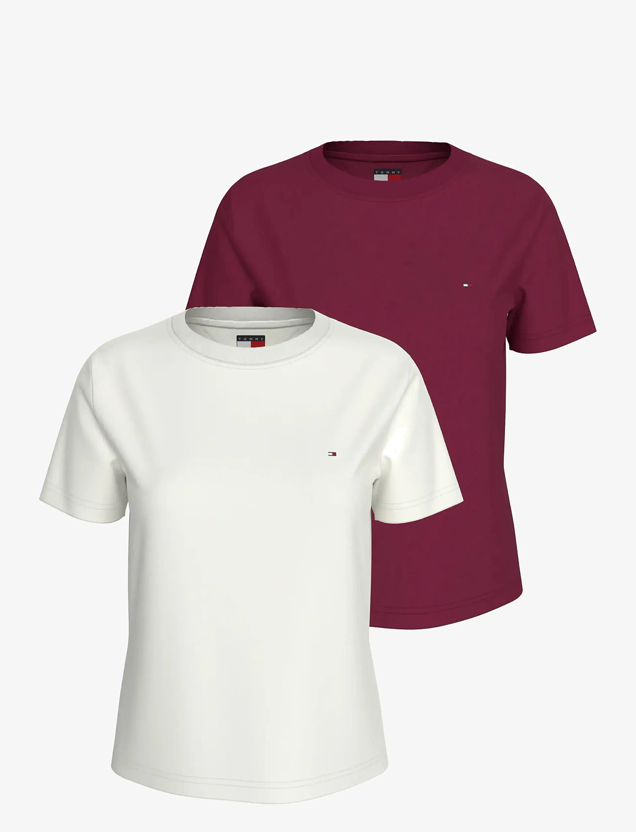 Tommy Jeans - TJW 2PACK C-NECK TEE - t-shirts - ecru   lavish cerise - 1