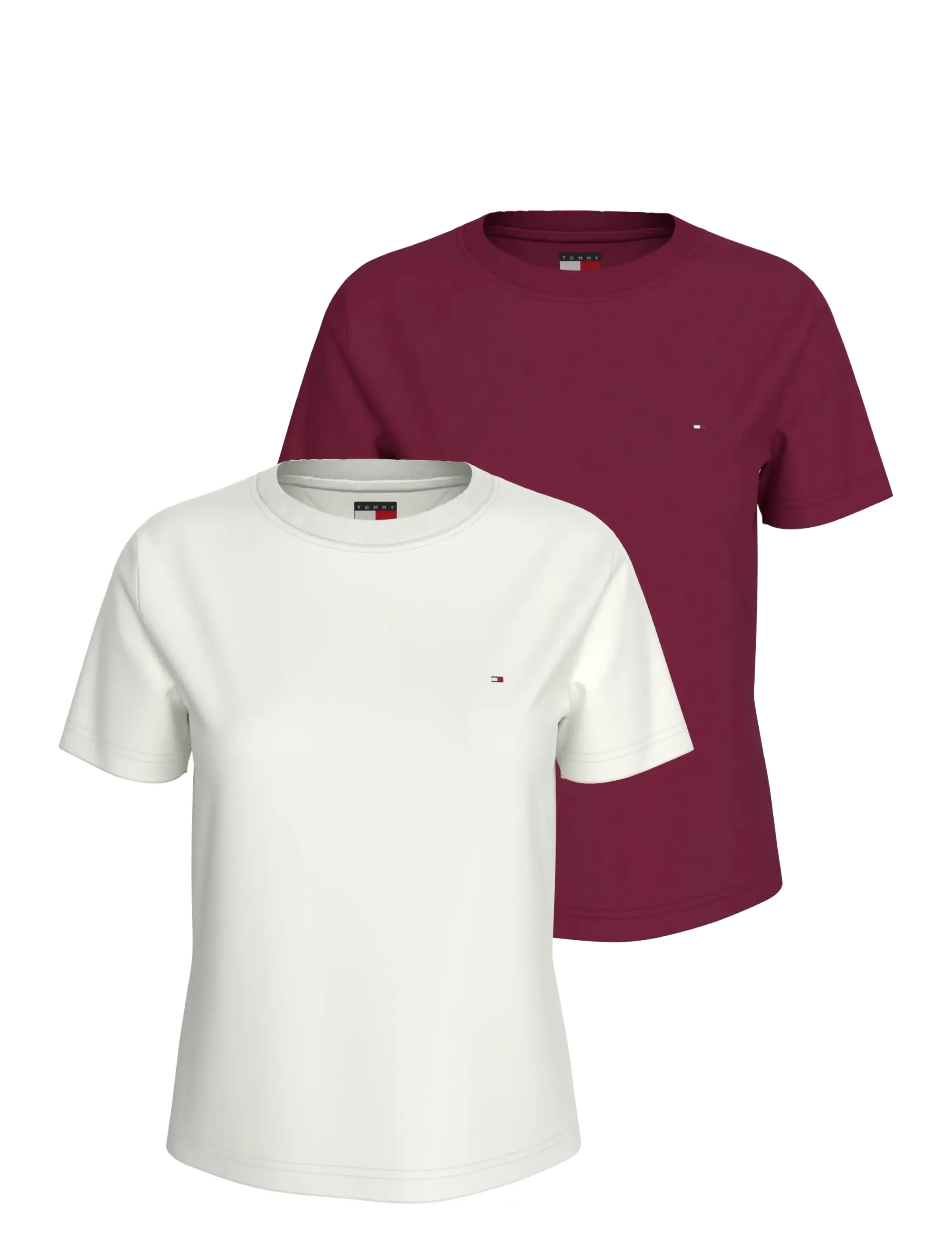 TJW 2PACK C-NECK TEE - ECRU   LAVISH CERISE