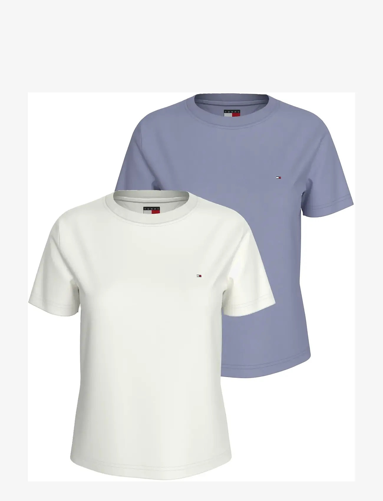 Tommy Jeans - TJW 2PACK C-NECK TEE - t-shirts - ecru   periwinkle dust - 1