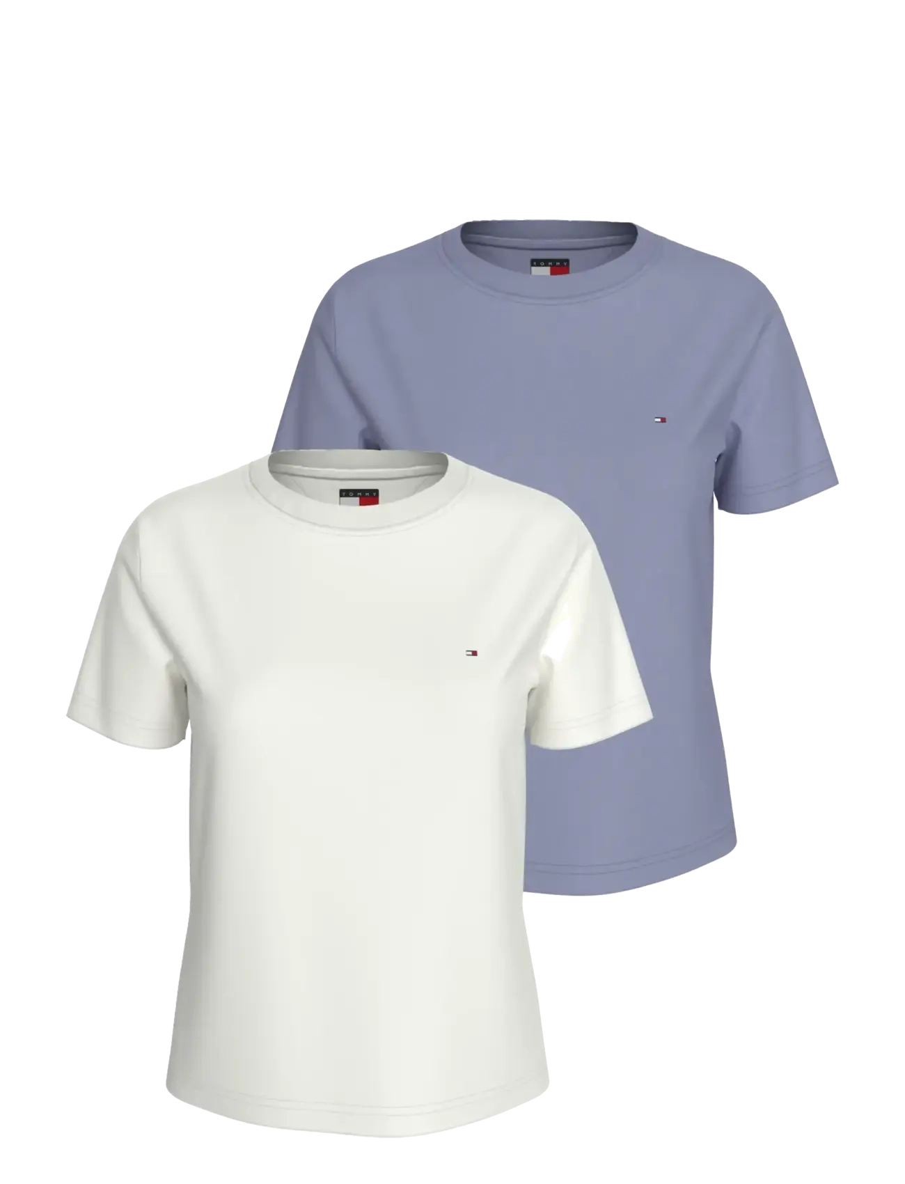 Tommy Jeans TJW 2PACK C-NECK TEE - Kampagne - ECRU   PERIWINKLE DUST / white
