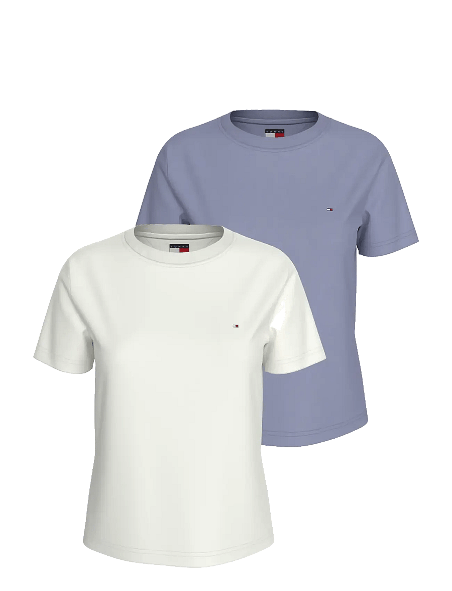 Tommy Jeans - TJW 2PACK C-NECK TEE - marškinėliai - ecru periwinkle dust - 1