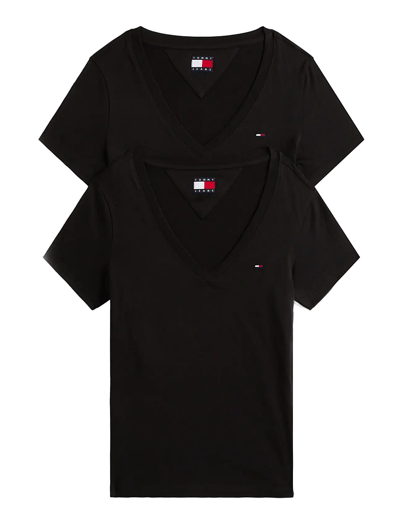 Tommy Jeans - TJW 2PACK V-NECK TEE - t-shirts - black / black - 1