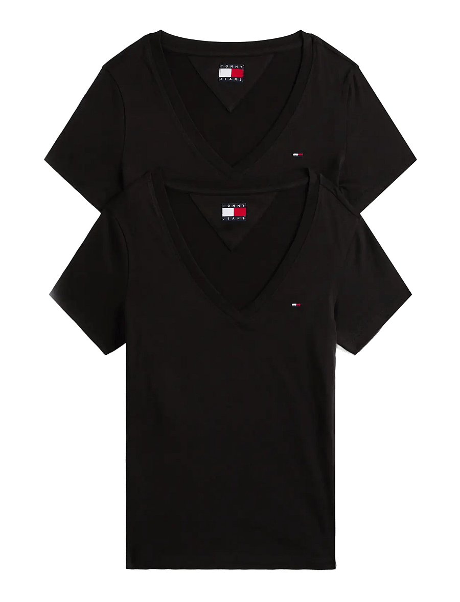 Tommy Jeans - TJW 2PACK V-NECK TEE - t-shirts - black / black - 1