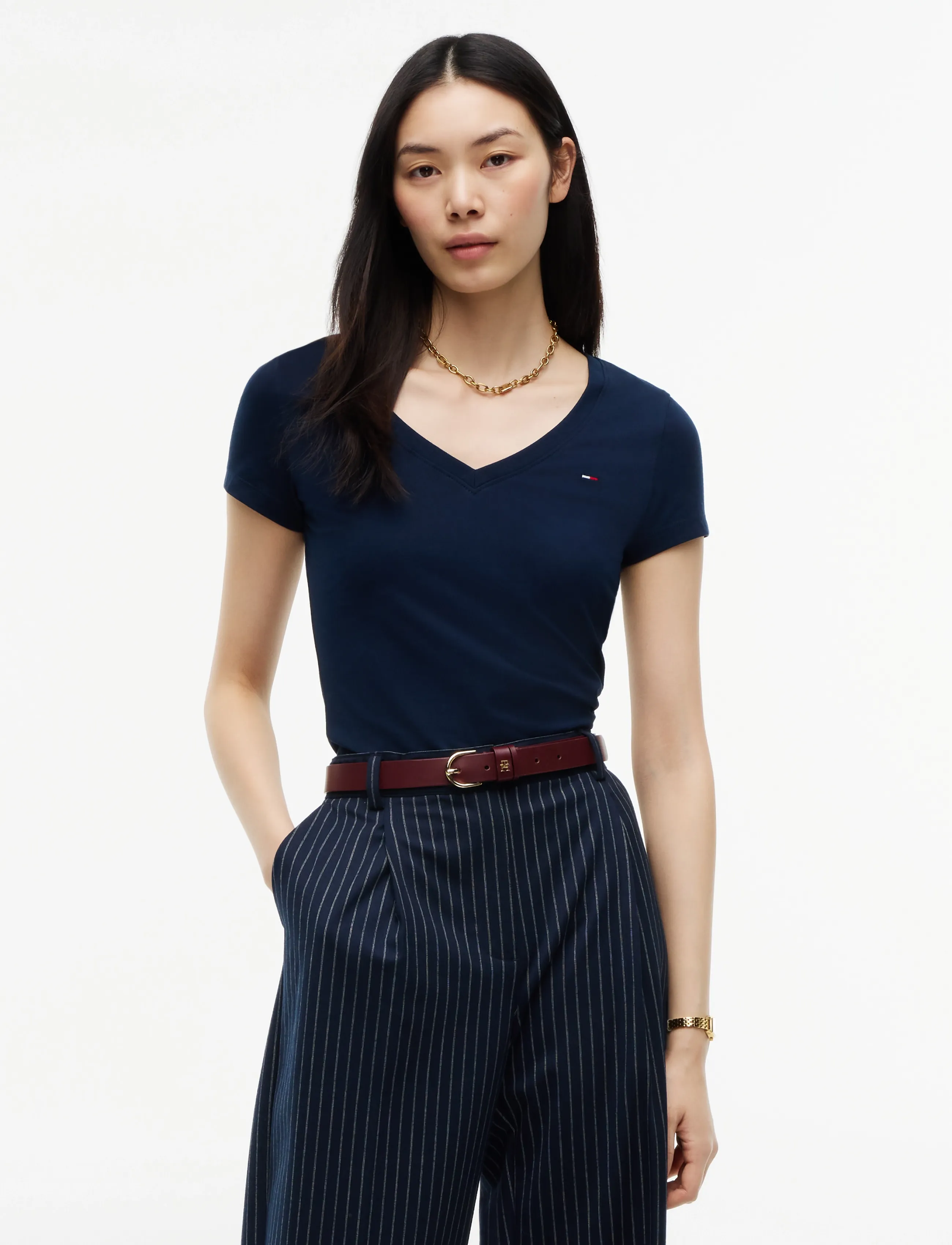 Tommy Jeans - TJW 2PACK V-NECK TEE - t-shirts - dark blue   sheer blue - 4