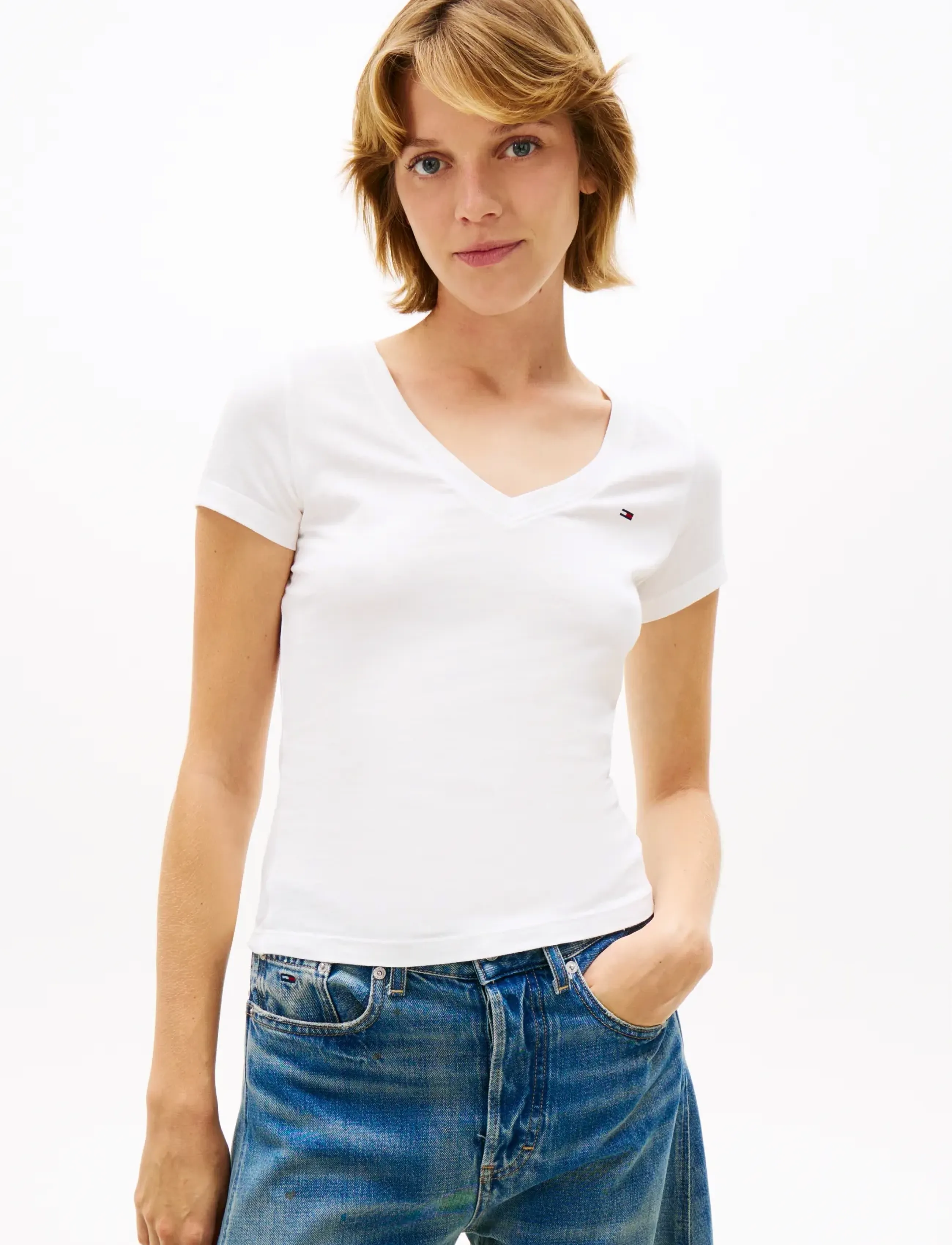 Tommy Jeans - TJW 2PACK V-NECK TEE - t-shirts - ecru   light pink - 4