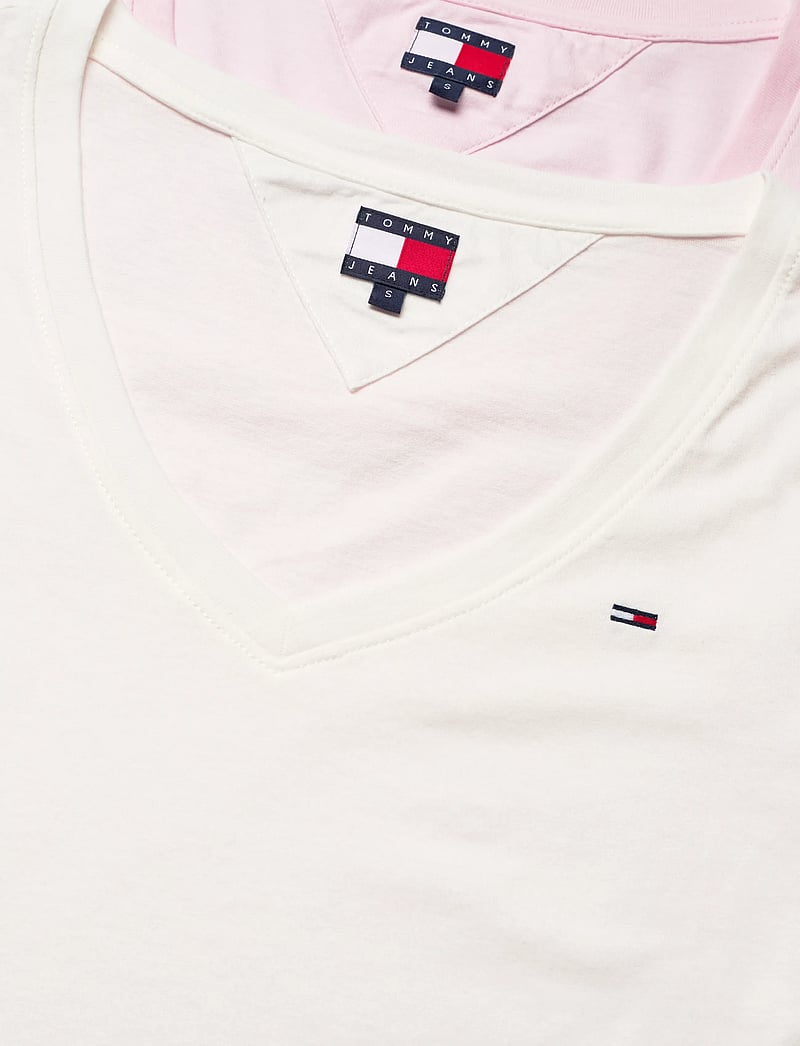 Tommy Jeans - TJW 2PACK V-NECK TEE - t-shirts - ecru light pink - 5
