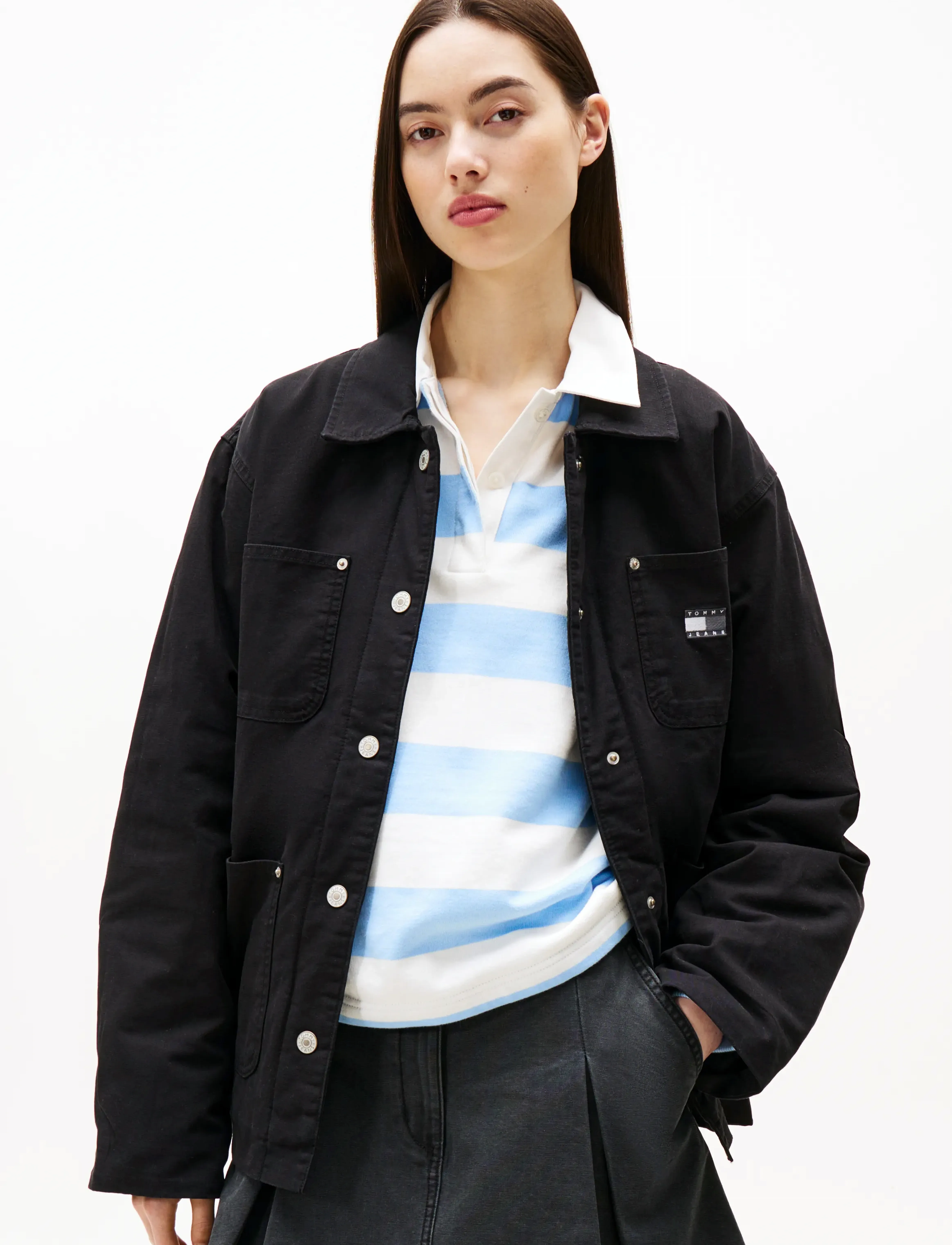 Tommy Jeans Tjw Chore Jacket Ext, L, Jackets, Schwarz - Light-summer Jacket, Frauen