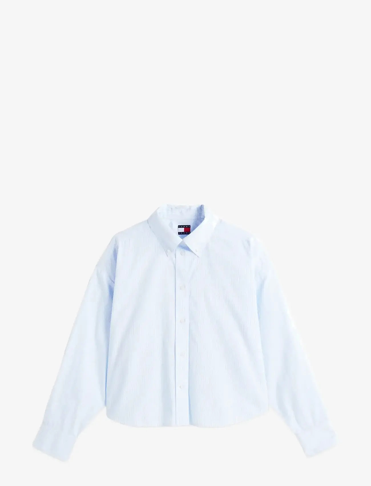 Tommy Jeans - TJW REG CROP STRIPE POPLIN SHIRT - langærmede skjorter - light powdery blue   stripe - 1