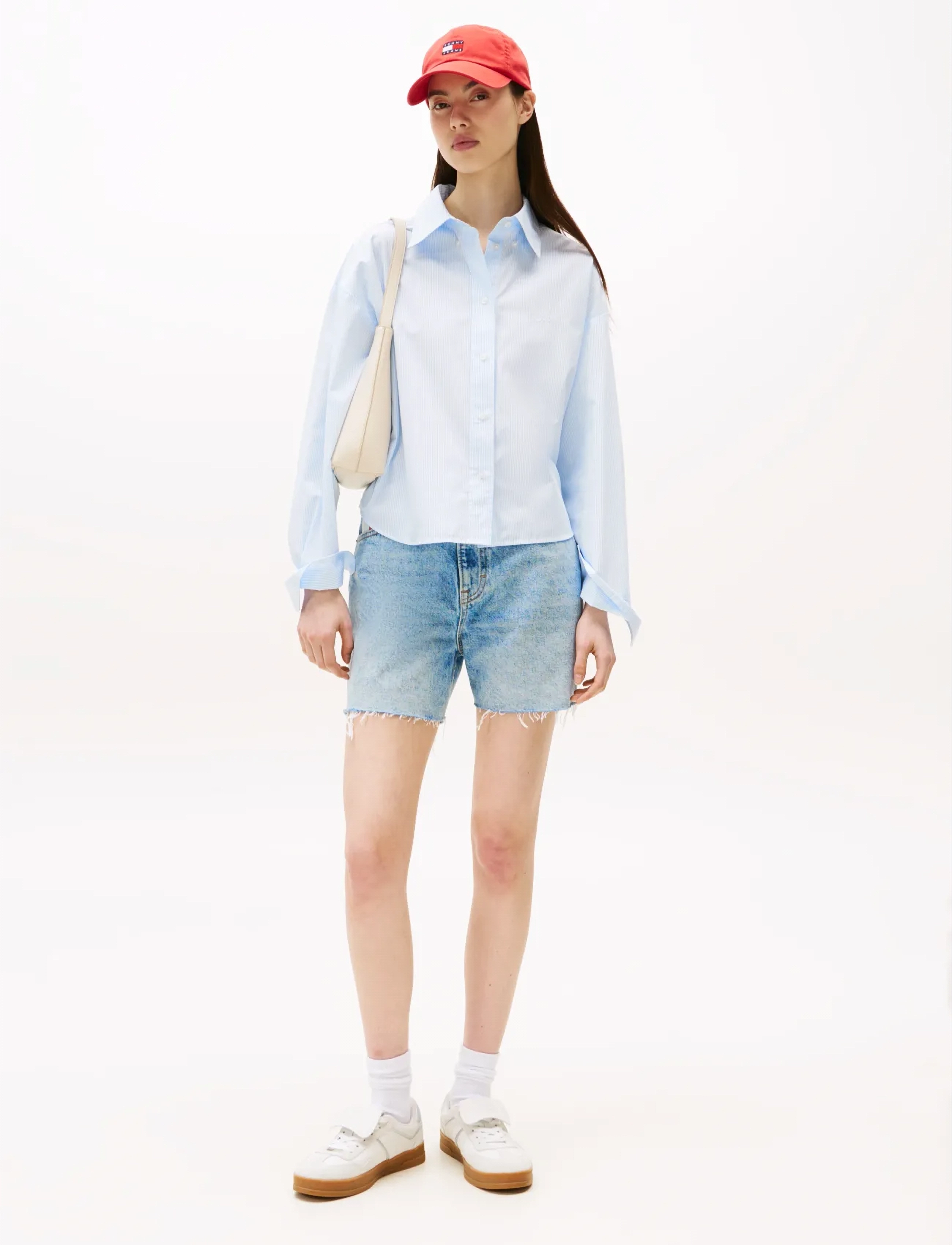 Tommy Jeans - TJW REG CROP STRIPE POPLIN SHIRT - langermede skjorter - light powdery blue   stripe - 2
