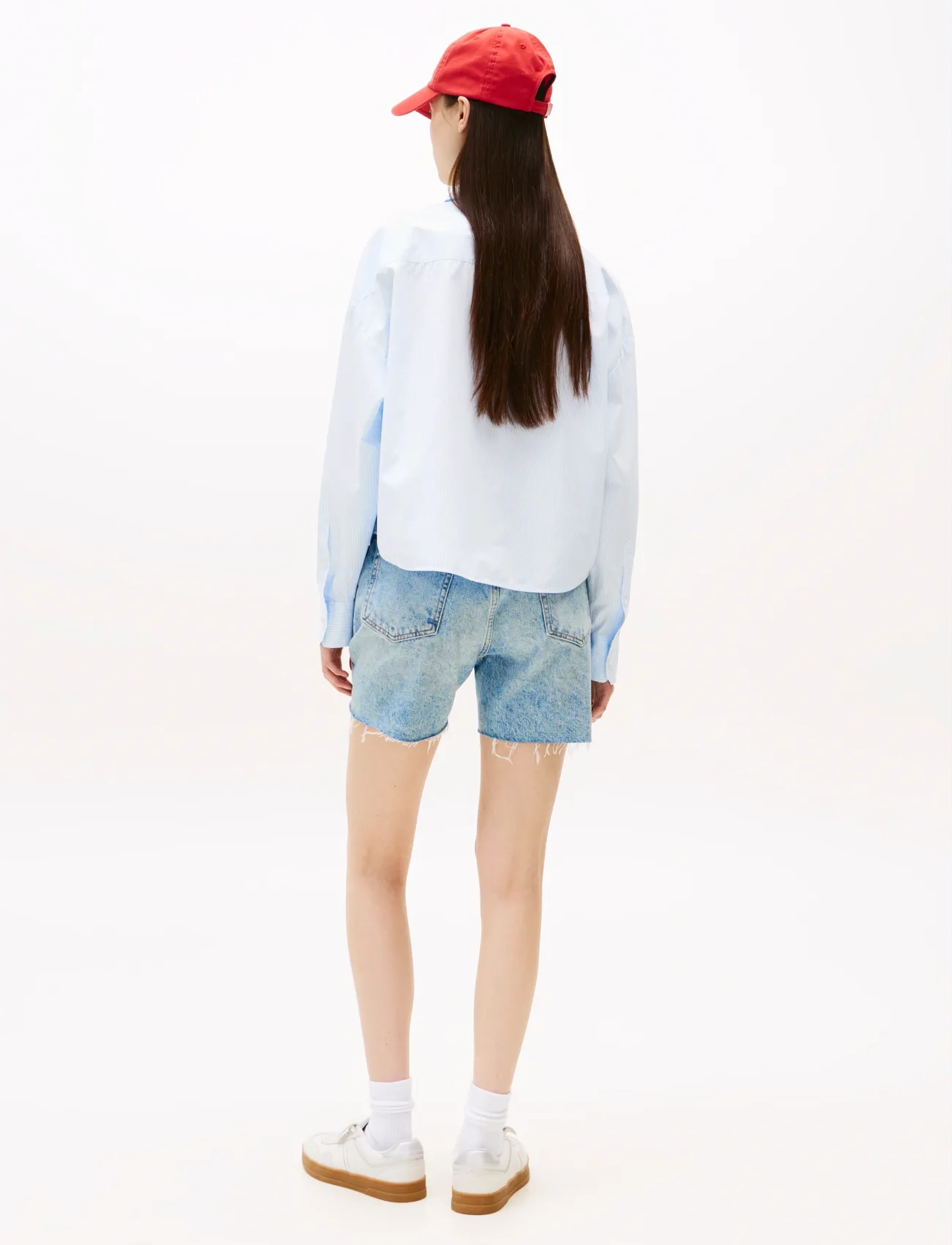 Tommy Jeans - TJW REG CROP STRIPE POPLIN SHIRT - langermede skjorter - light powdery blue   stripe - 3