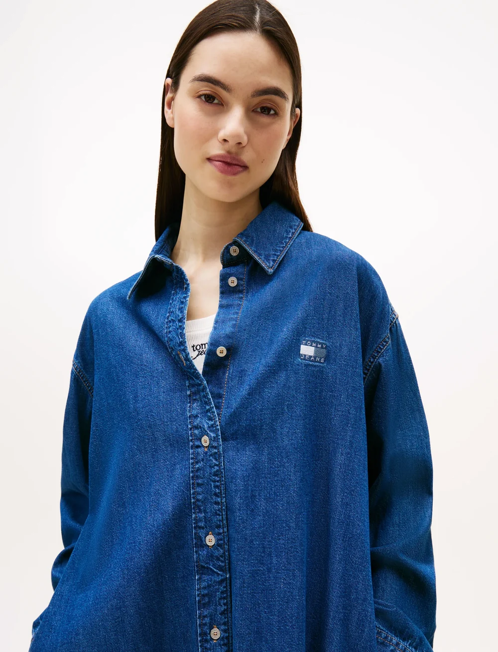 Tommy Jeans - RELAXED SHIRT DRESS - långärmade skjortor - denim medium - 4