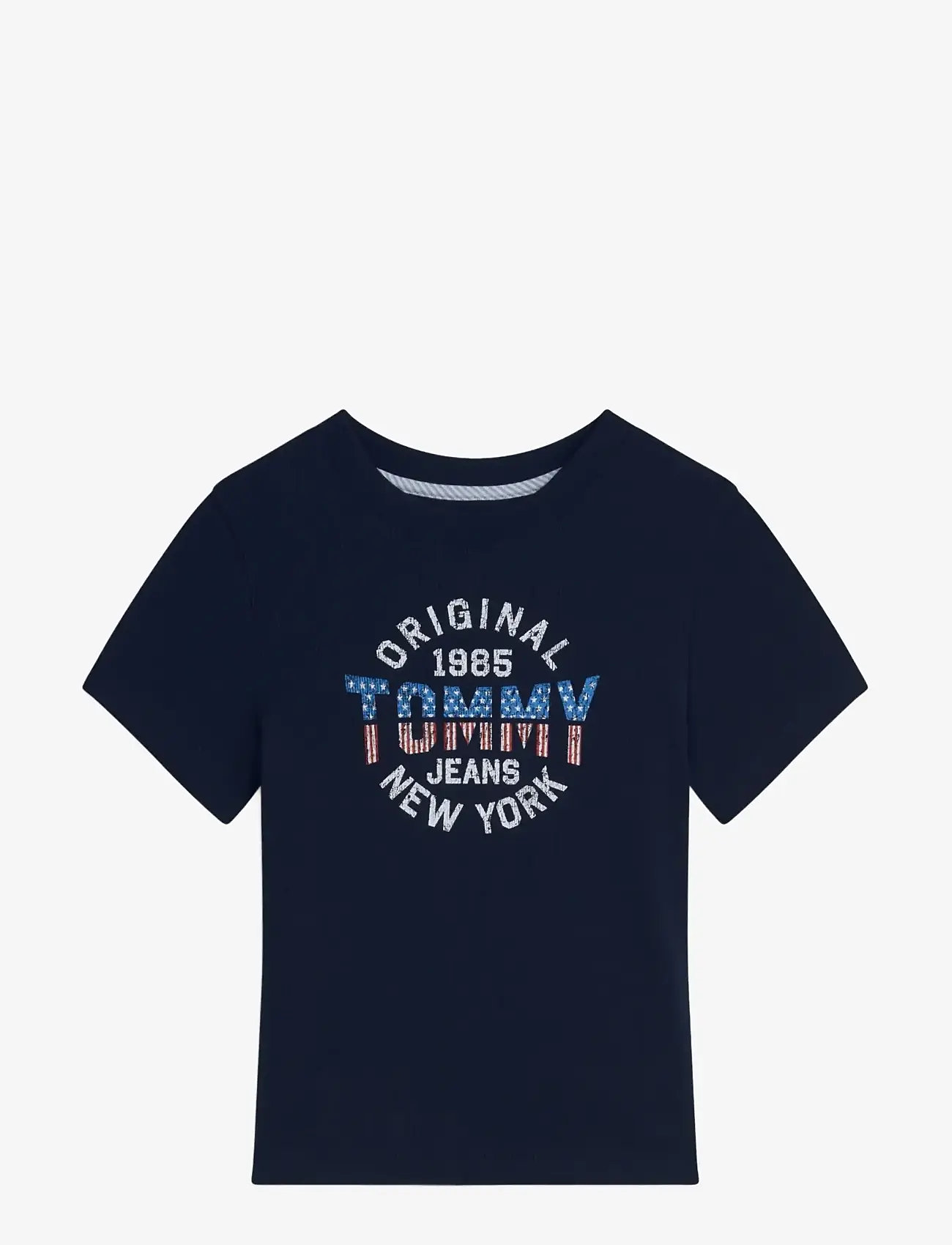 Tommy Jeans - TJW SLIM SH TOMMY NY RIB TEE - t-shirts - dark blue - 1