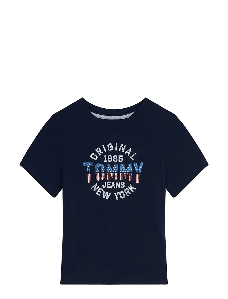 Tommy Jeans - TJW SLIM SH TOMMY NY RIB TEE - t-shirts - dark blue - 1