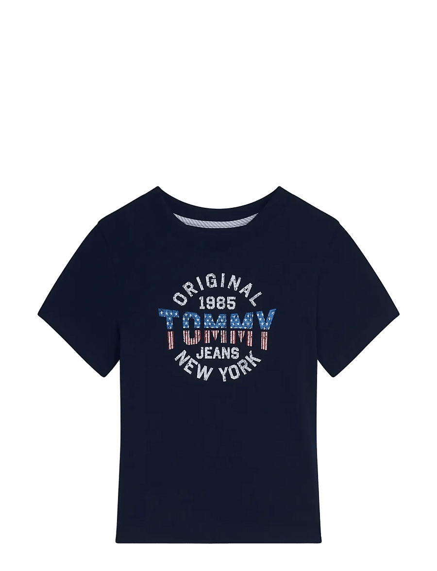 Tommy Jeans - TJW SLIM SH TOMMY NY RIB TEE - t-shirts - dark blue - 1