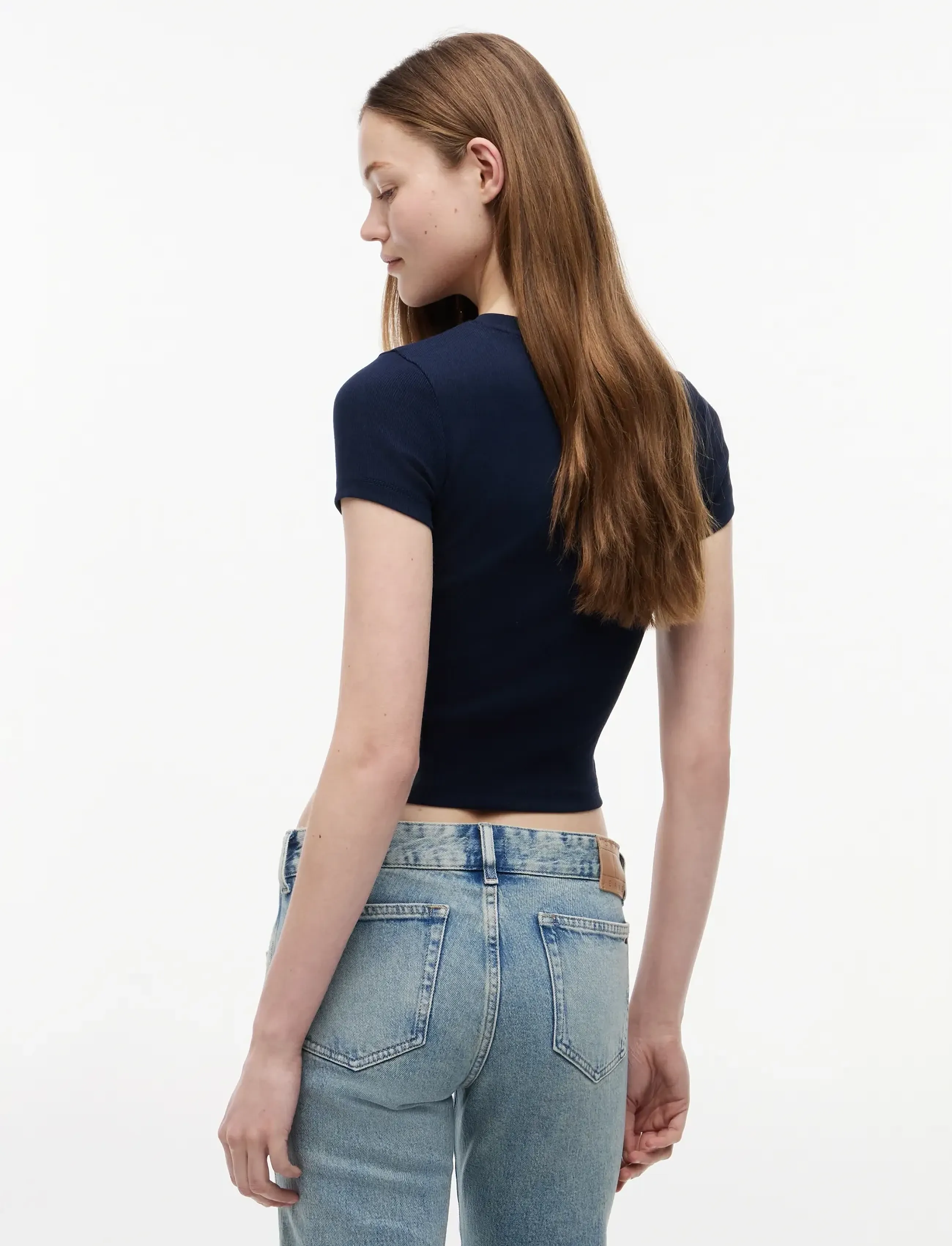 Tommy Jeans - TJW SLIM SH TOMMY NY RIB TEE - stuttermarbolir - dark blue - 2