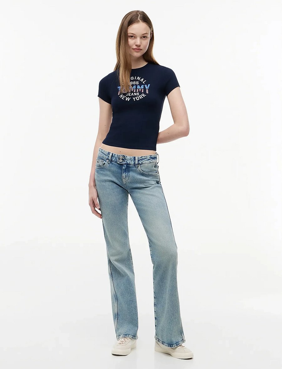 Tommy Jeans - TJW SLIM SH TOMMY NY RIB TEE - t-shirts - dark blue - 4