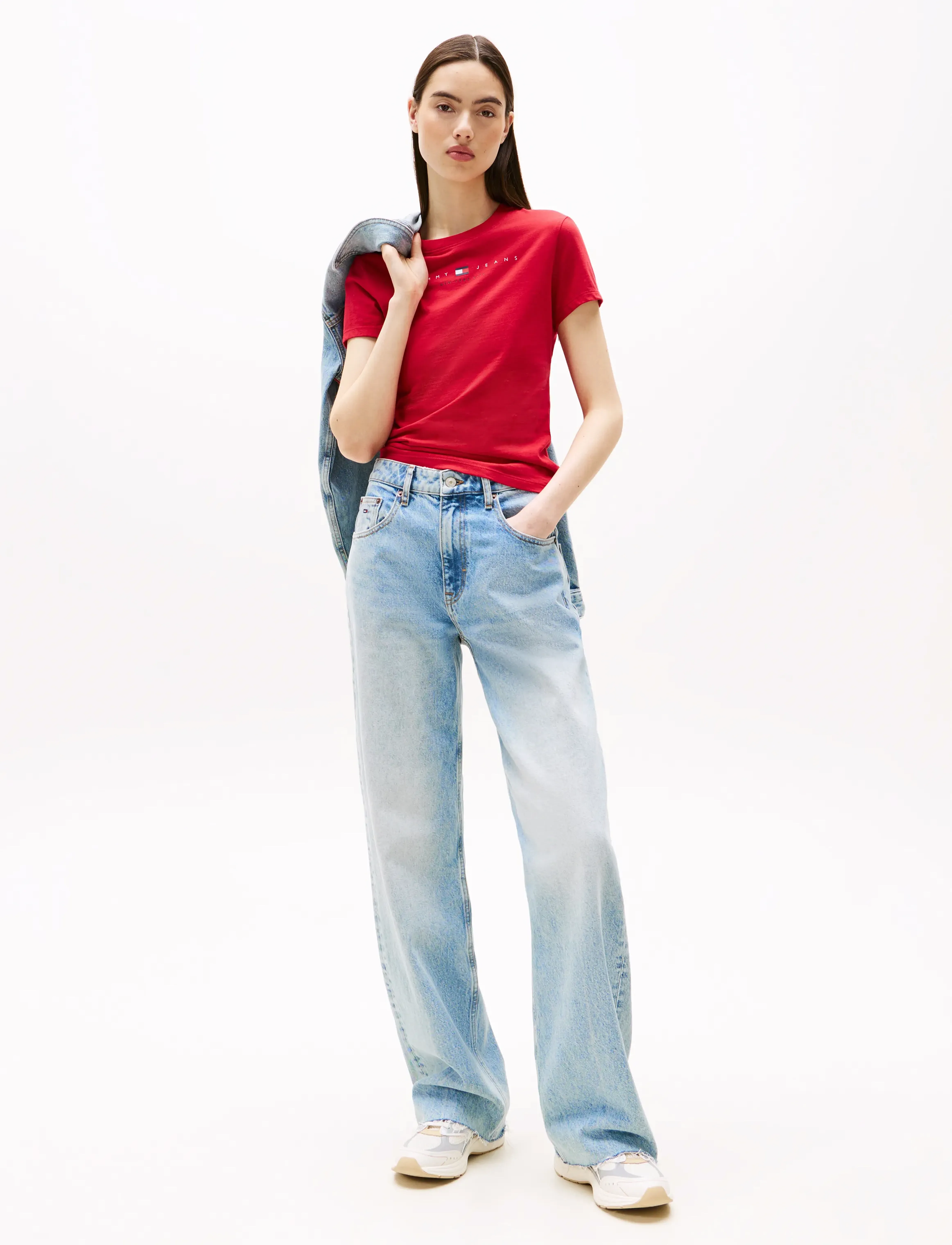 Tommy Jeans - TJW SLIM TJ US LINEAR SS TEE - sapphire red - 3
