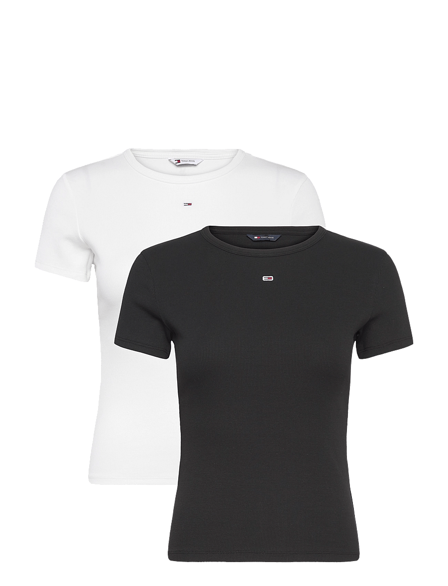 Tommy Jeans - TJW 2PACK SLIM ESSENTIAL RIB SS - t-särgid - ecru black - 1