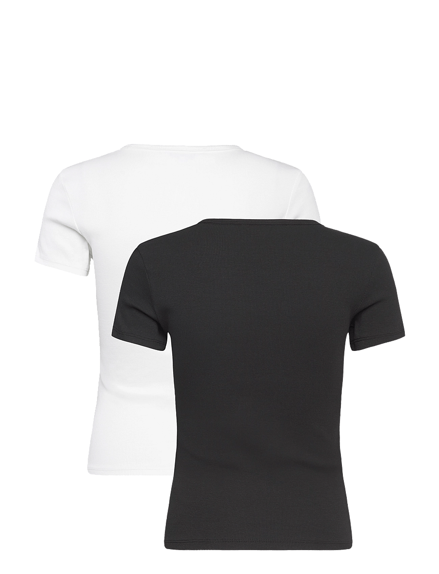 Tommy Jeans - TJW 2PACK SLIM ESSENTIAL RIB SS - t-särgid - ecru black - 2