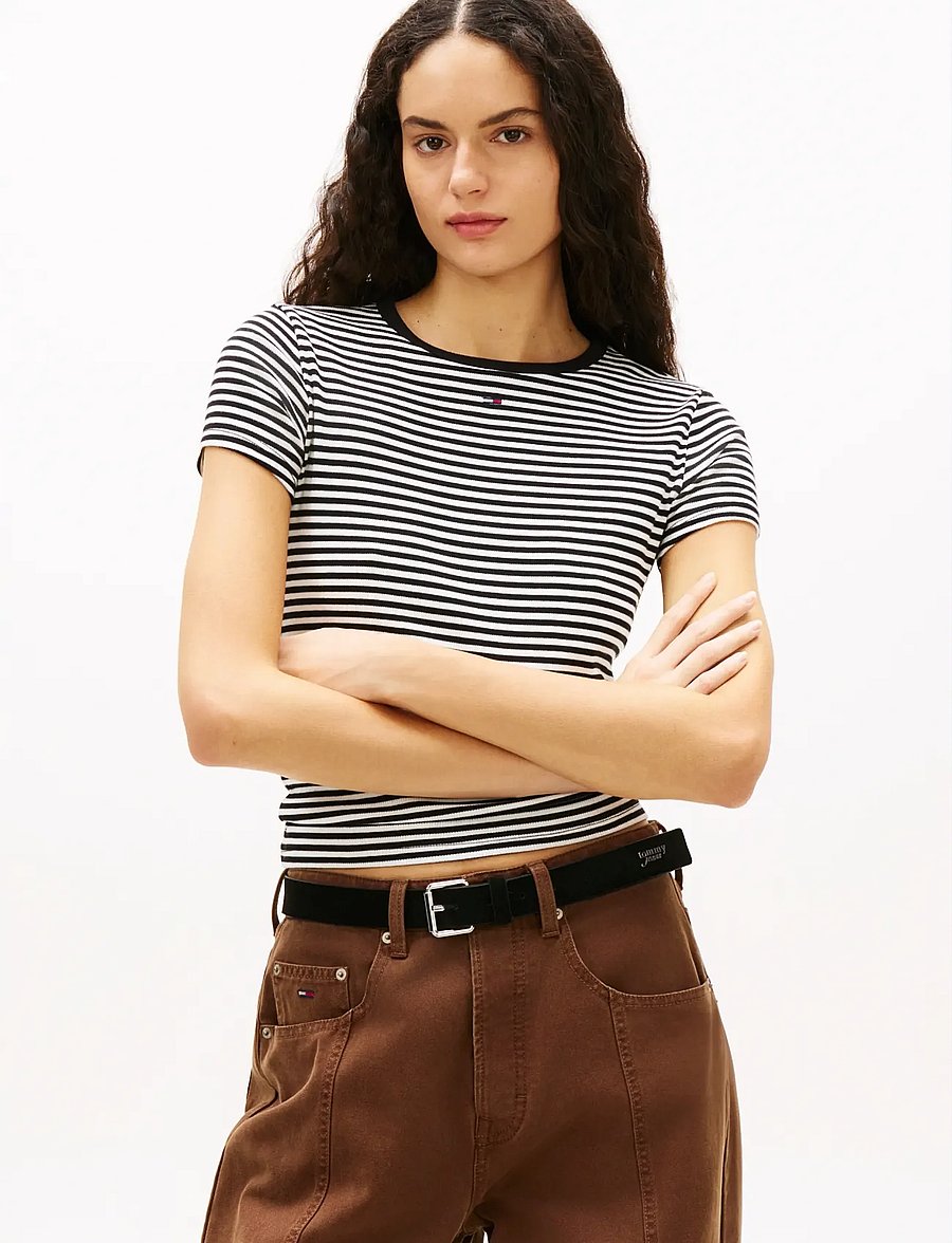 Tommy Jeans - TJW 2PACK SLIM ESSENTIAL RIB SS - t-shirts - ecru black white stripe - 3