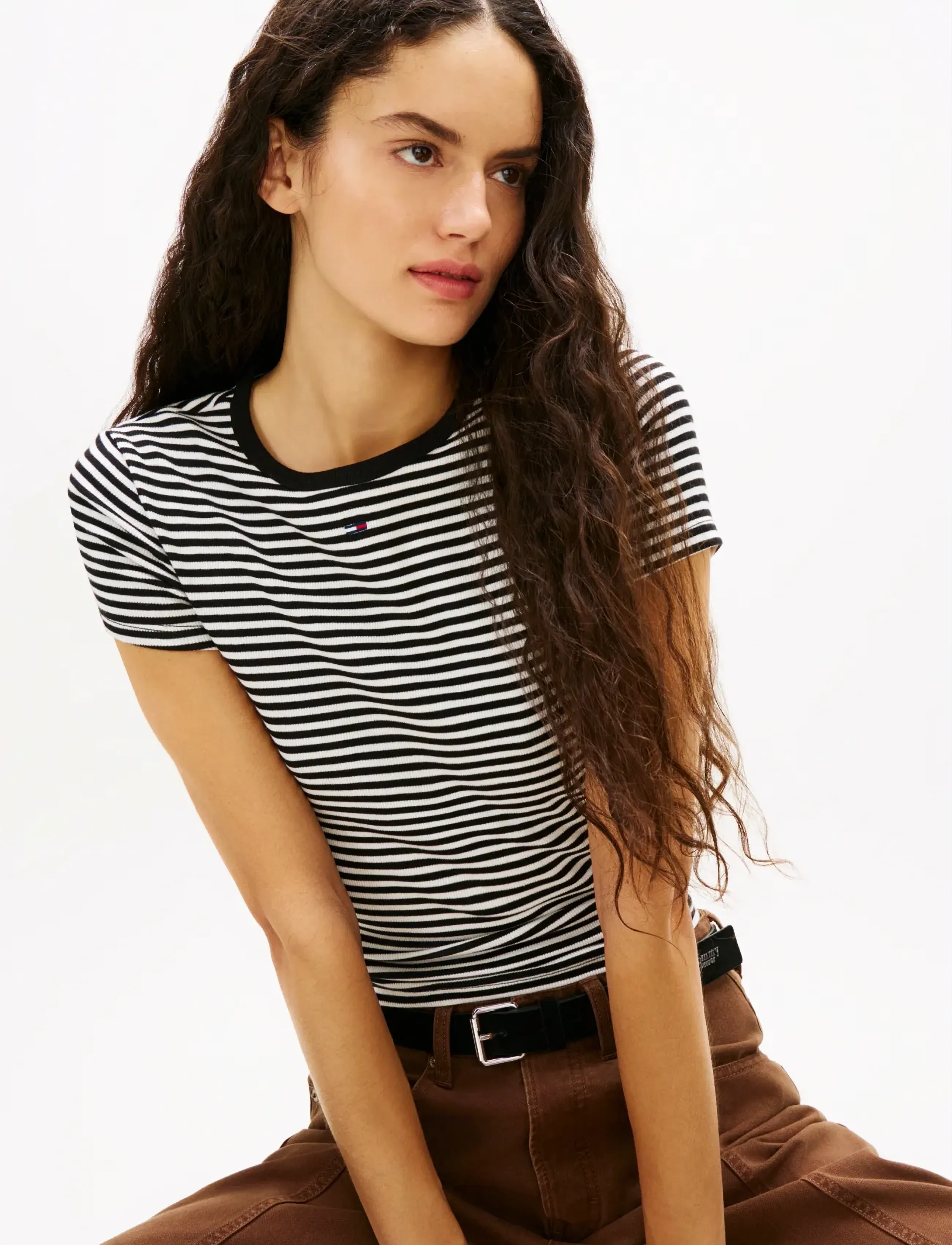Tommy Jeans - TJW 2PACK SLIM ESSENTIAL RIB SS - t-shirts - ecru  black white stripe - 4