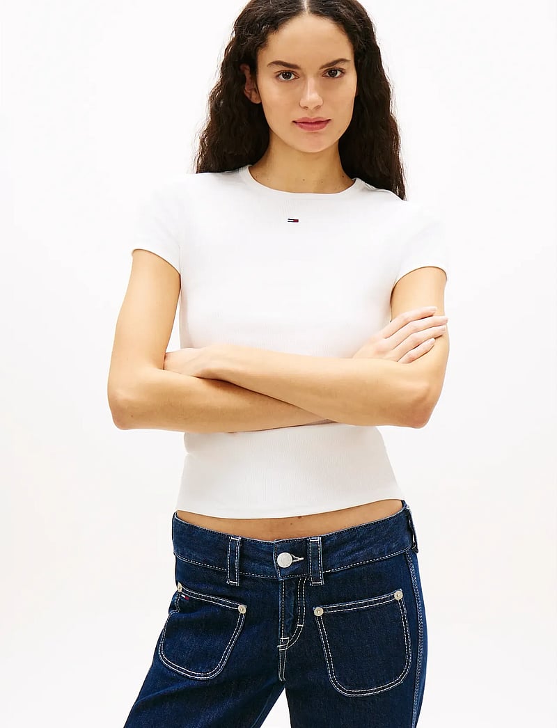 Tommy Jeans - TJW 2PACK SLIM ESSENTIAL RIB SS - t-shirts - ecru dark night navy - 4