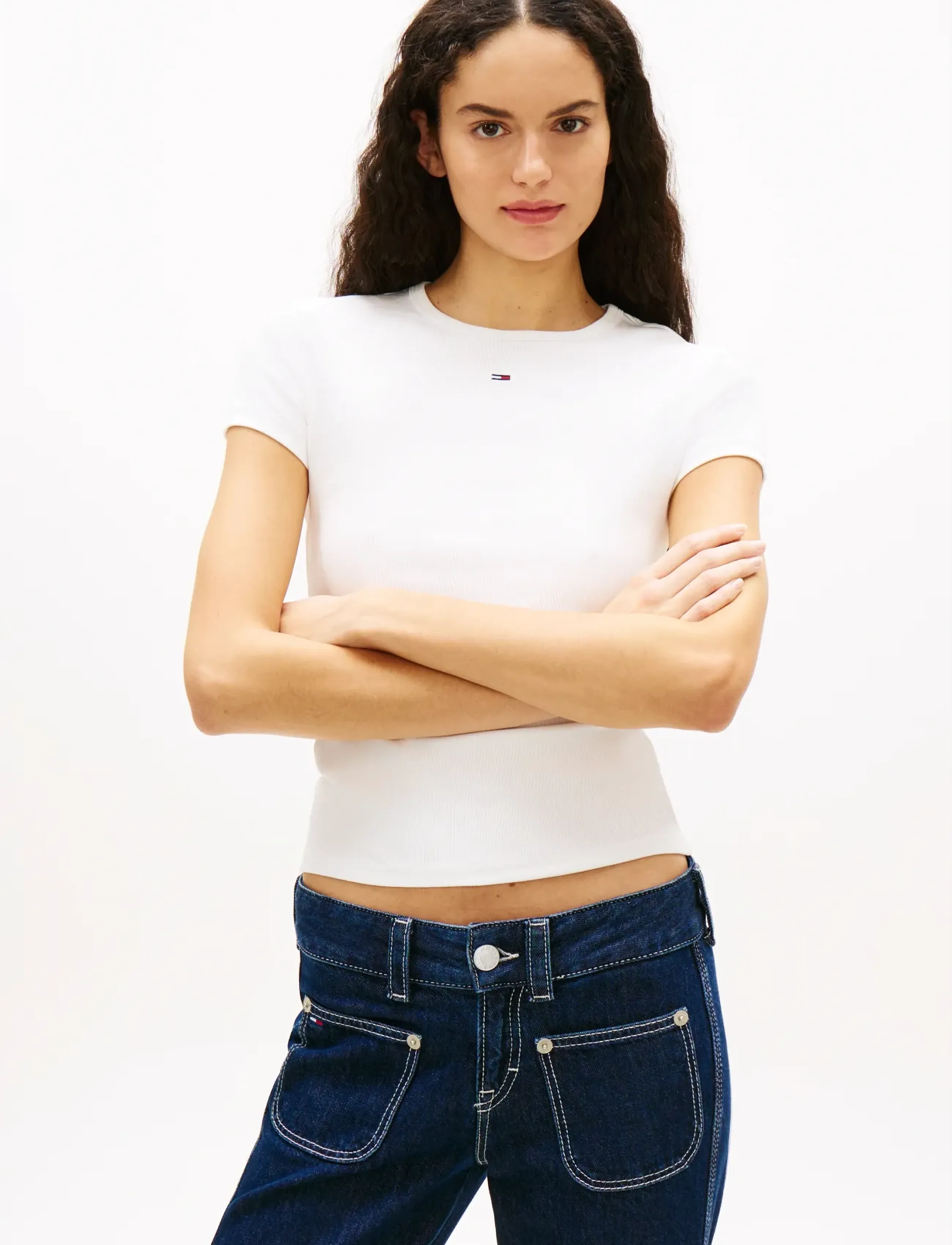 Tommy Jeans - TJW 2PACK SLIM ESSENTIAL RIB SS - t-shirts - ecru   dark night navy - 4