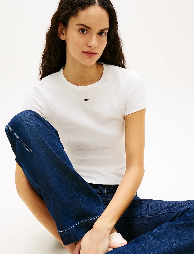 Tommy Jeans - TJW 2PACK SLIM ESSENTIAL RIB SS - t-shirts - ecru dark night navy - 5