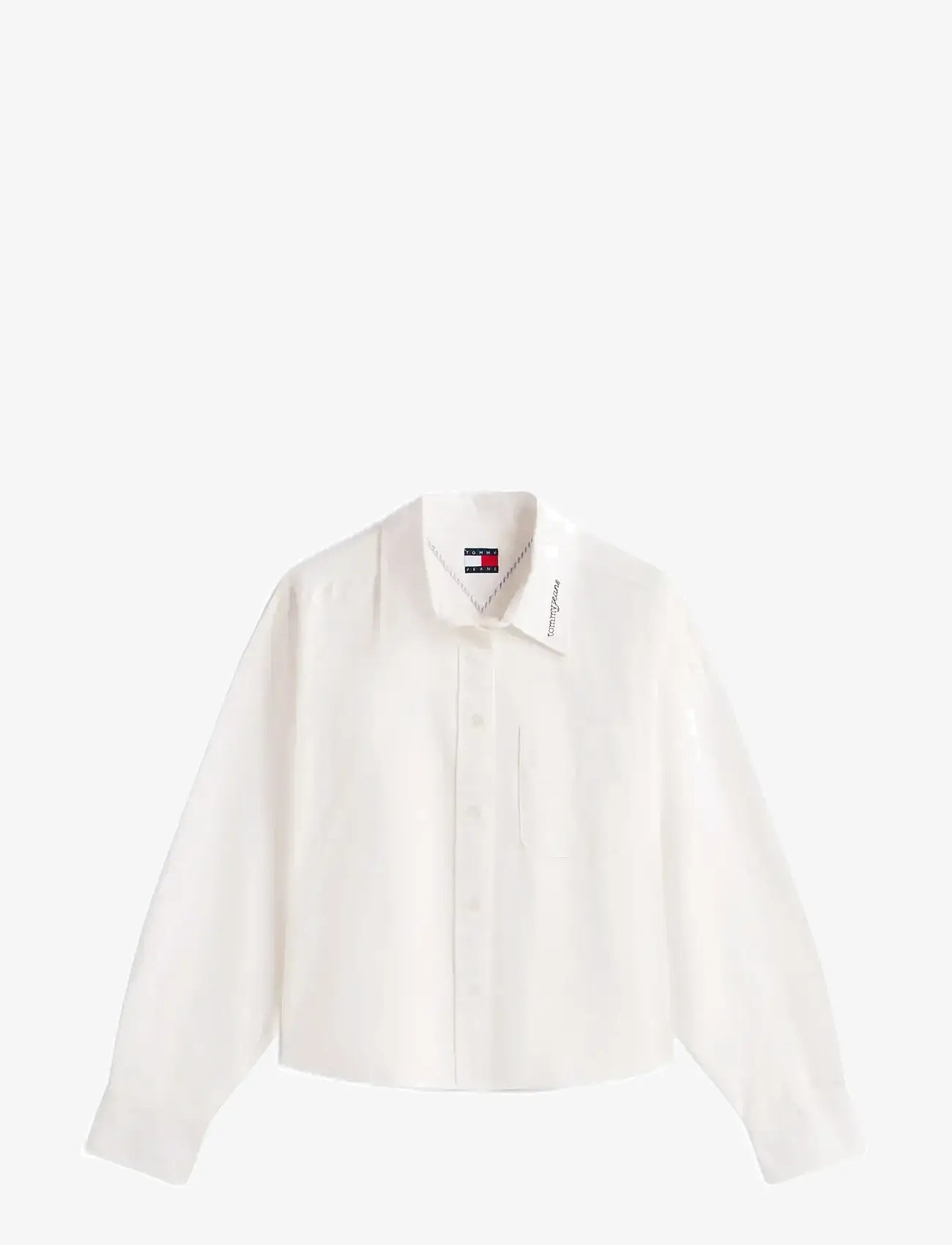 Tommy Jeans - TJW OVS CROP OXFORD SHIRT - langärmlige hemden - ecru - 1