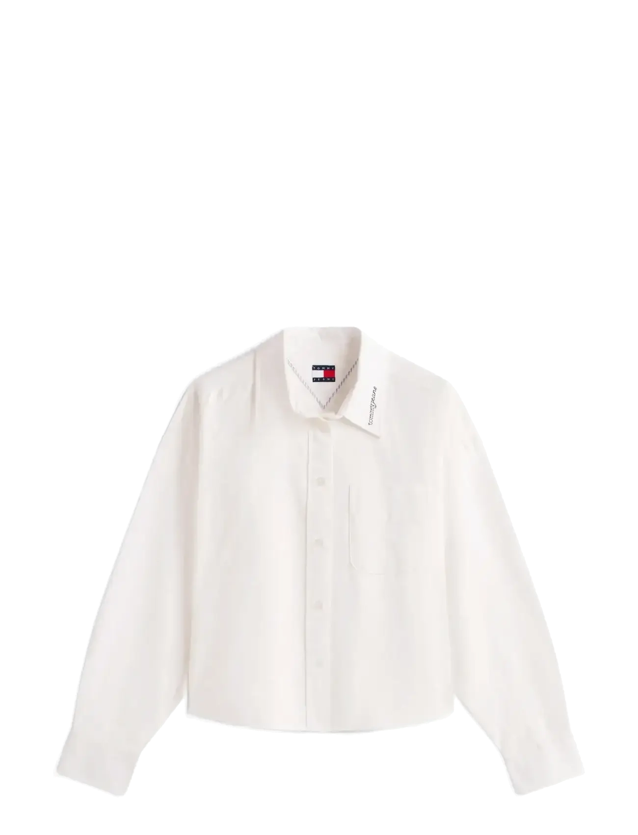Tommy Jeans TJW OVS CROP OXFORD SHIRT - Transitional Layering - ECRU / white