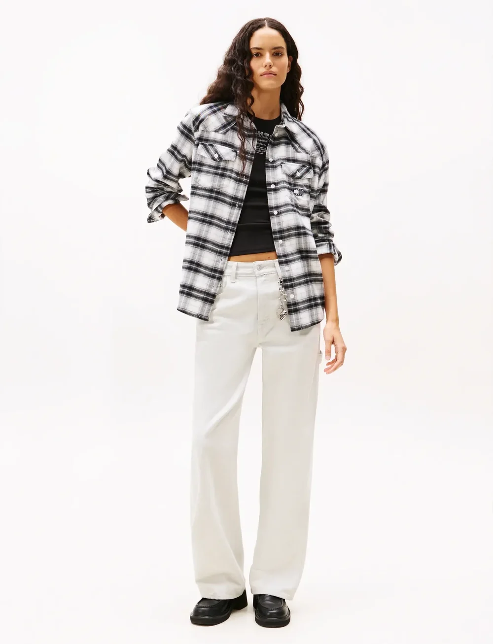 Tommy Jeans - TJW RLX FLANNEL SHIRT - långärmade skjortor - ecru / check - 2