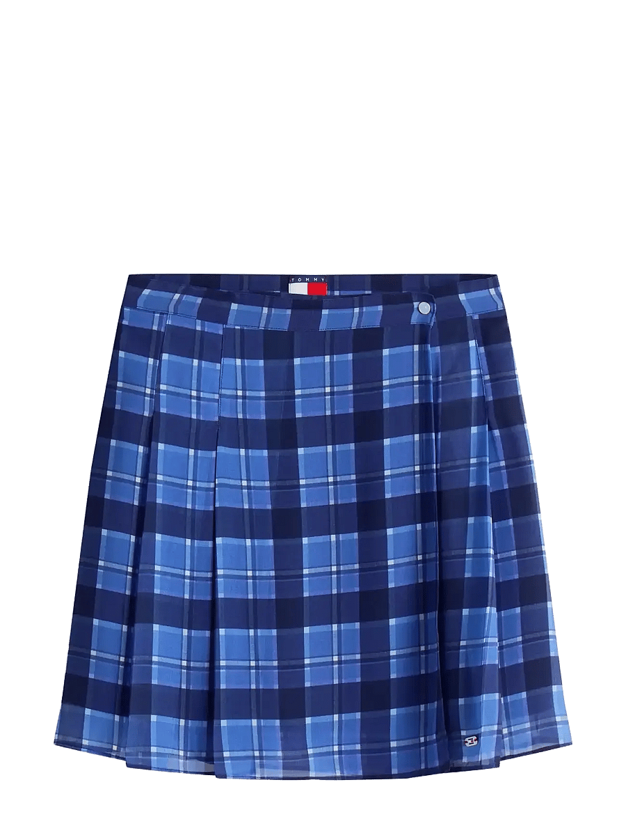 Tommy Jeans - TJW CHIFFON PLEATED MINI SKIRT - plisserede nederdele - blue check - 1