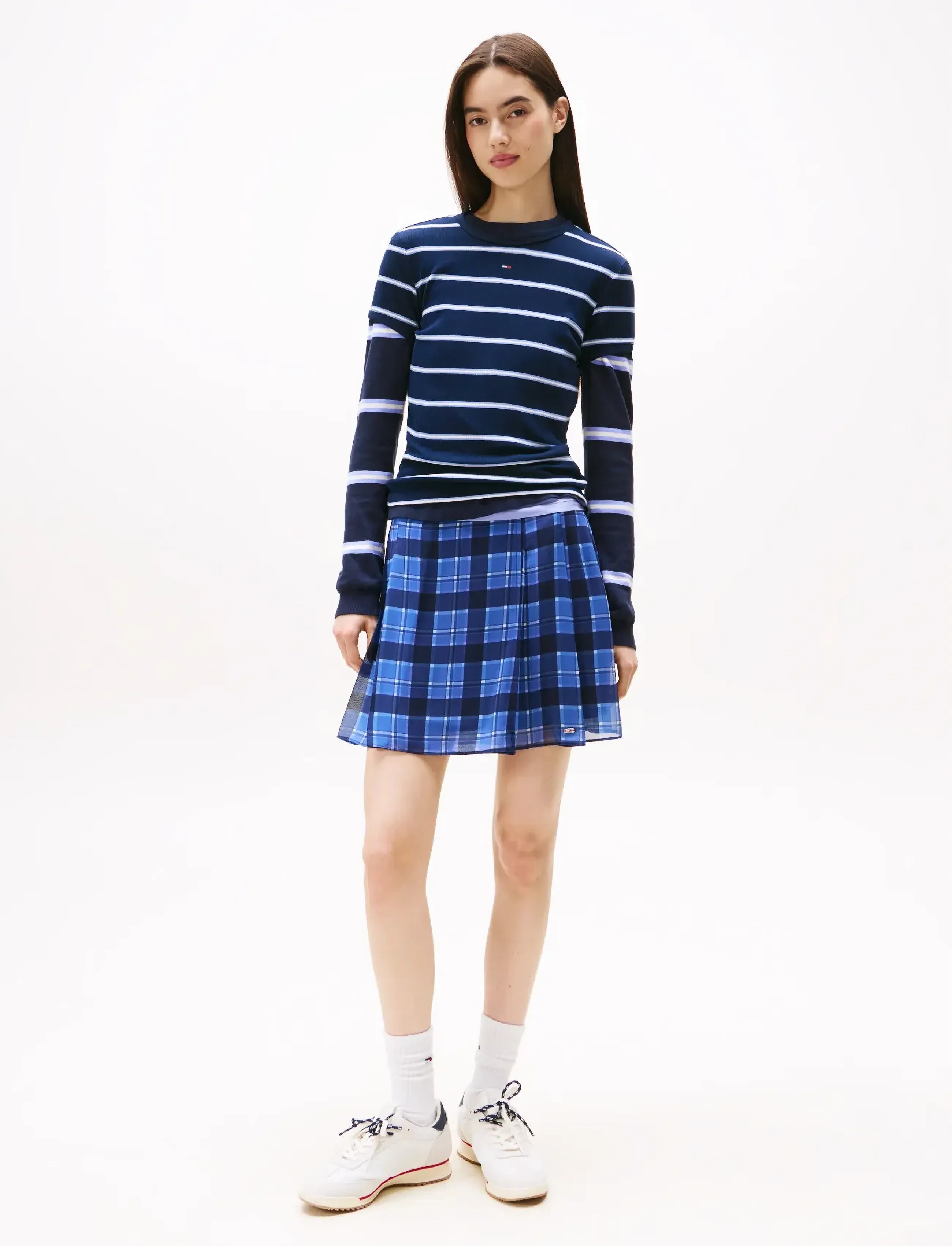 Tommy Jeans Tjw Chiffon Pleated Mini Skirt, L, Röcke, Blau - Short Frauen