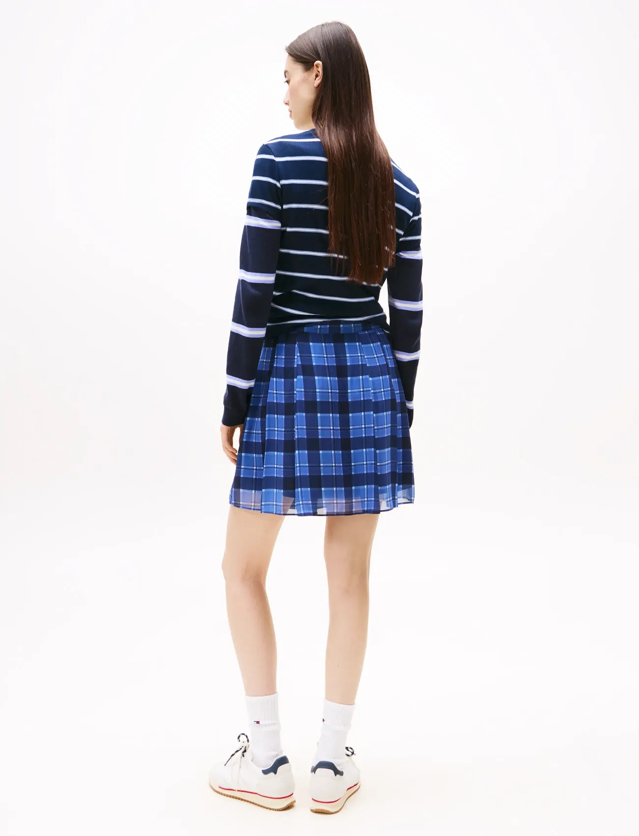 Tommy Jeans - TJW CHIFFON PLEATED MINI SKIRT - vekkihameet - blue check - 2