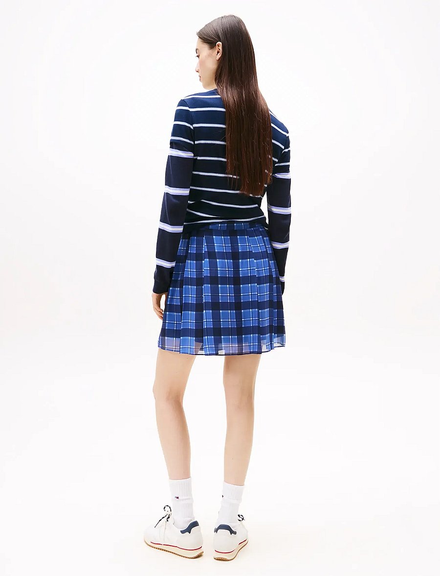 Tommy Jeans - TJW CHIFFON PLEATED MINI SKIRT - plisserede nederdele - blue check - 2
