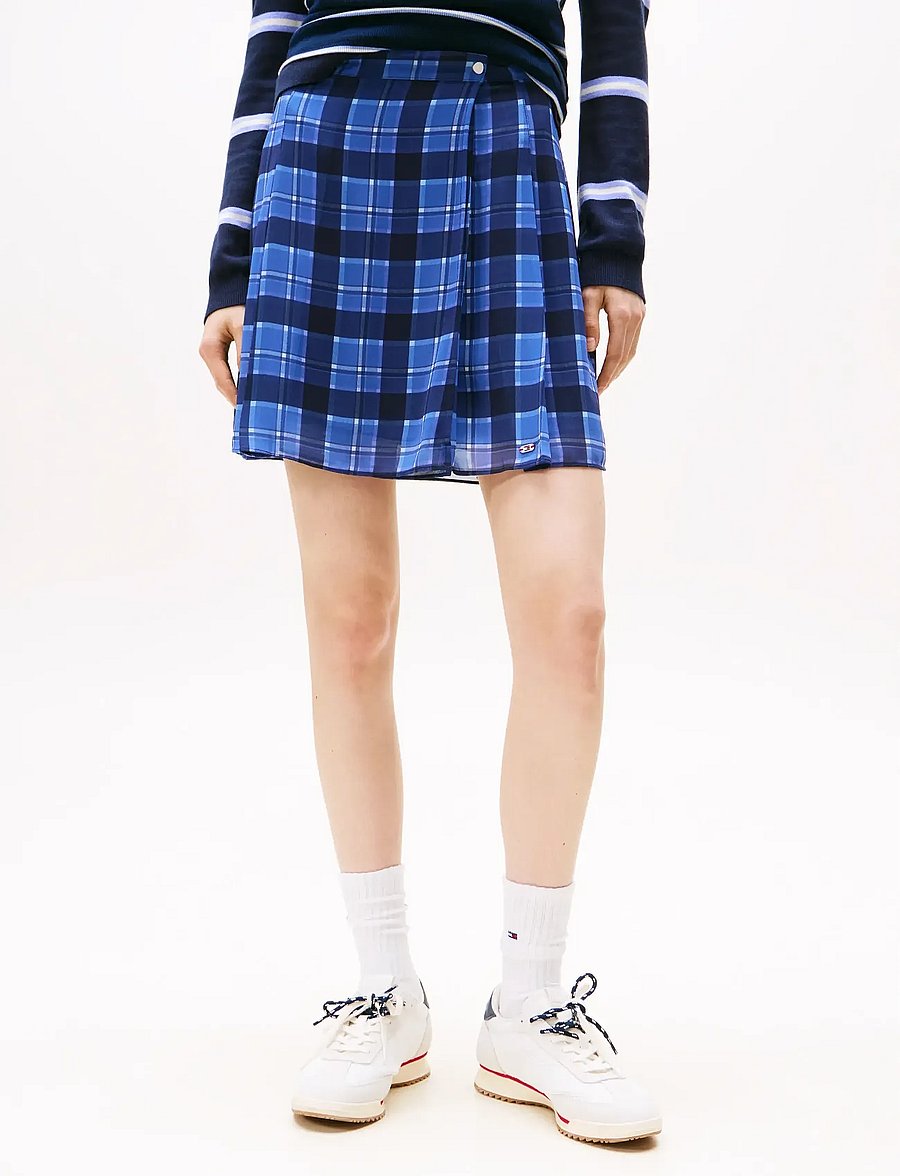 Tommy Jeans - TJW CHIFFON PLEATED MINI SKIRT - plisserede nederdele - blue check - 4