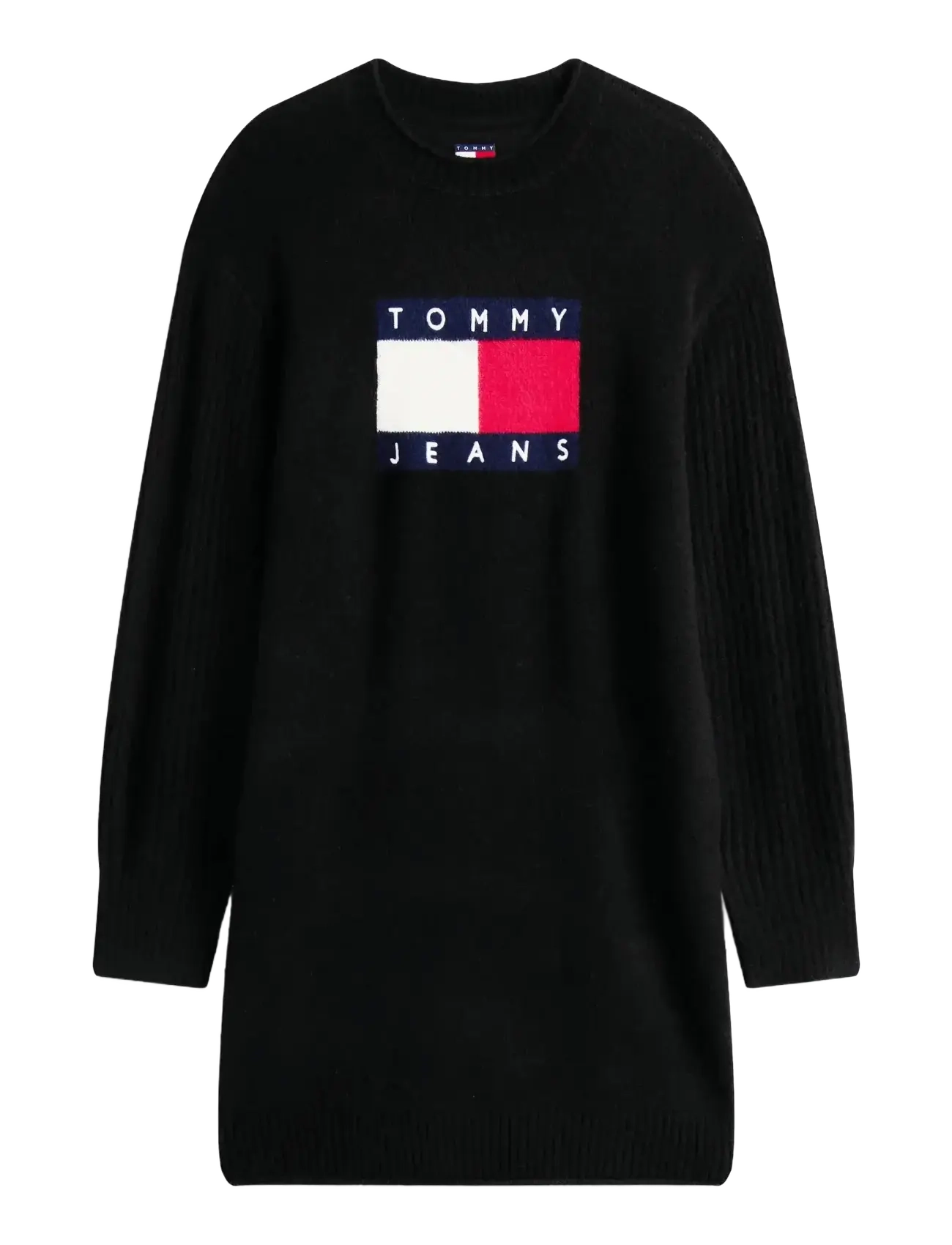 Tommy Jeans TJW FLAG SWEATER DRESS EXT - Kleidung - BLACK HTR / black