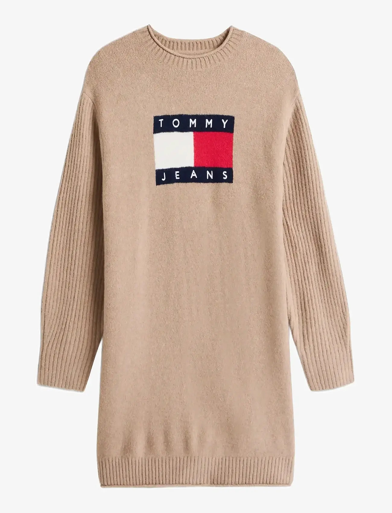 Tommy Jeans - TJW FLAG SWEATER DRESS EXT - knitted dresses - malted milk - 1