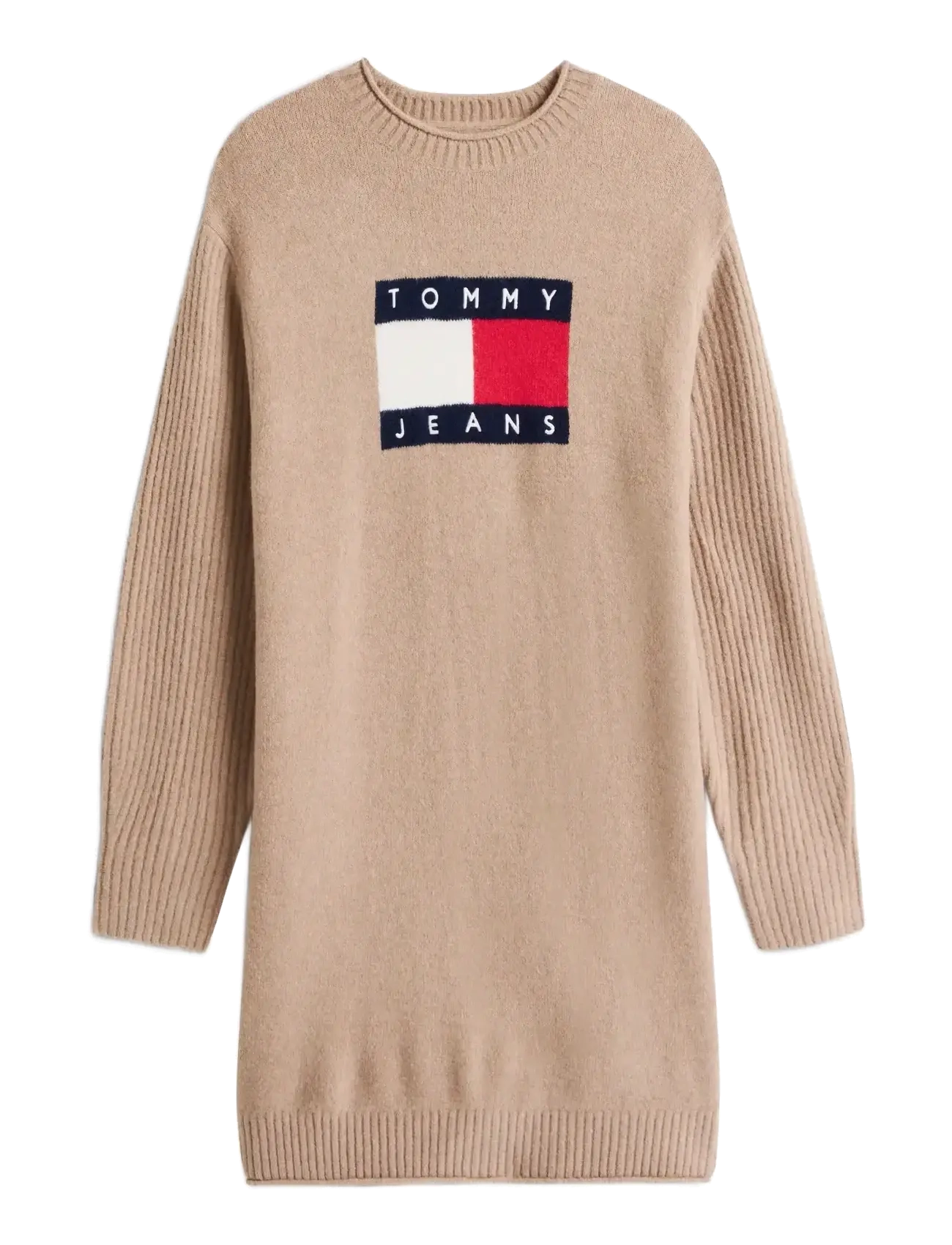 Tommy Jeans TJW FLAG SWEATER DRESS EXT - Kleidung - MALTED MILK / beige