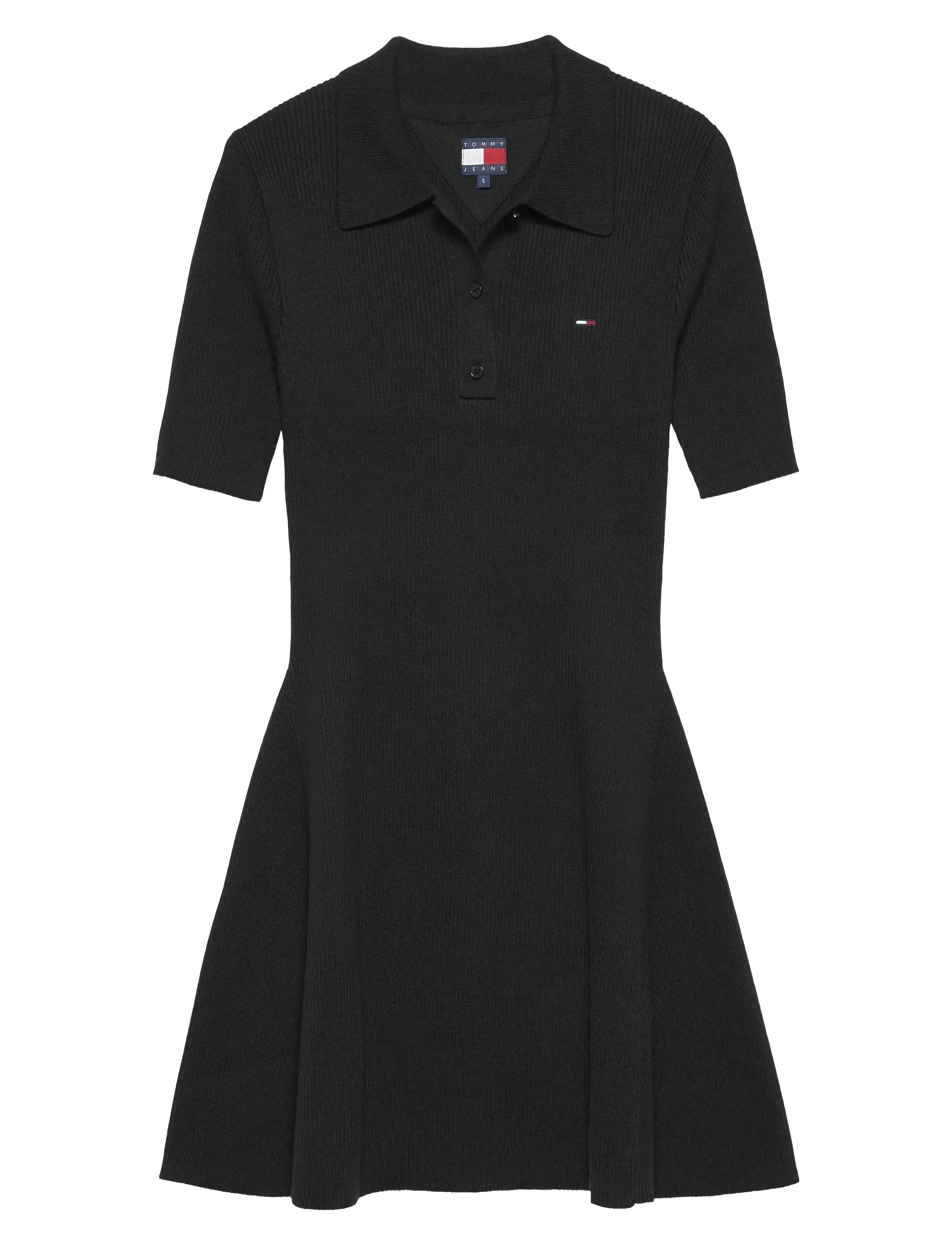 Tommy Jeans TJW F&F SWEATER POLO MINI DRESS - Tommy Jeans - BLACK / black