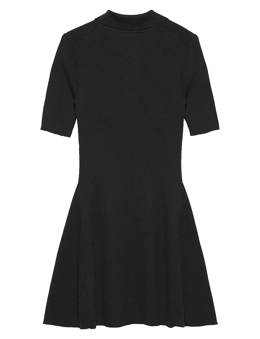 Tommy Jeans - TJW F&F SWEATER POLO MINI DRESS - t-särkkleidid - black - 2