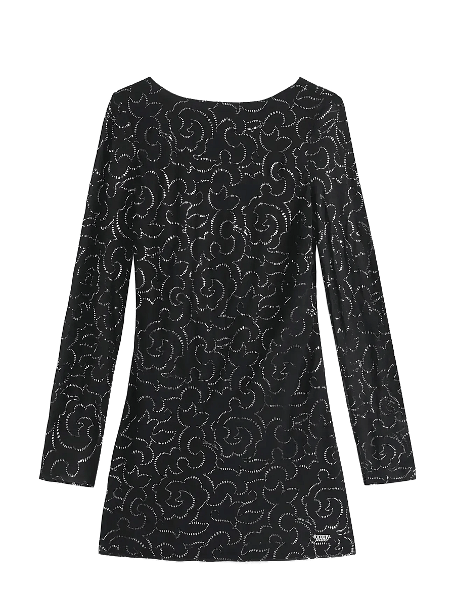 Tommy Jeans - TJW METALLIC AOP MINI LS DRESS - Īsas kleitas - metallic floral aop - 1