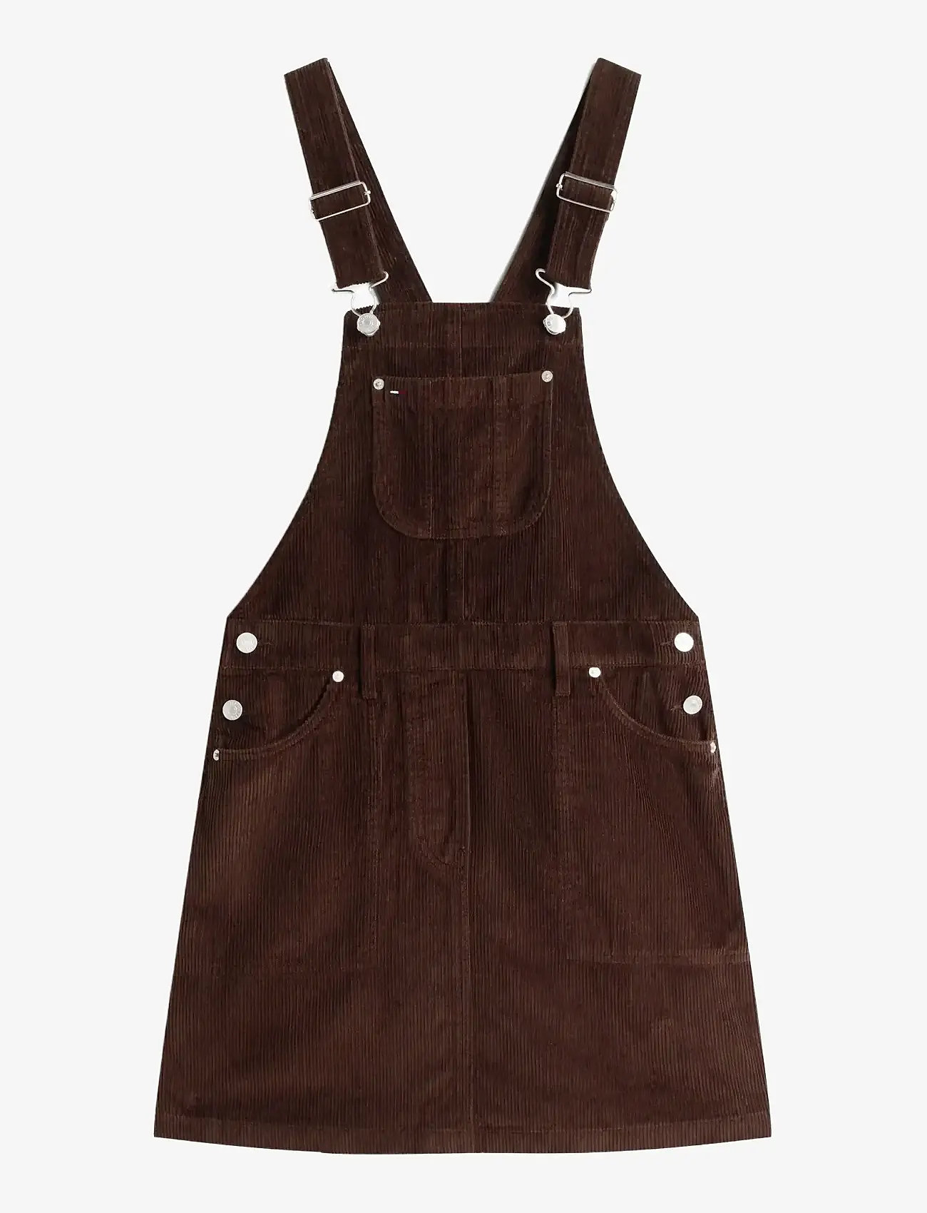 Tommy Jeans - TJW SCRIPT CORD DUNGAREES DRESS - kurze kleider - rich brown - 0