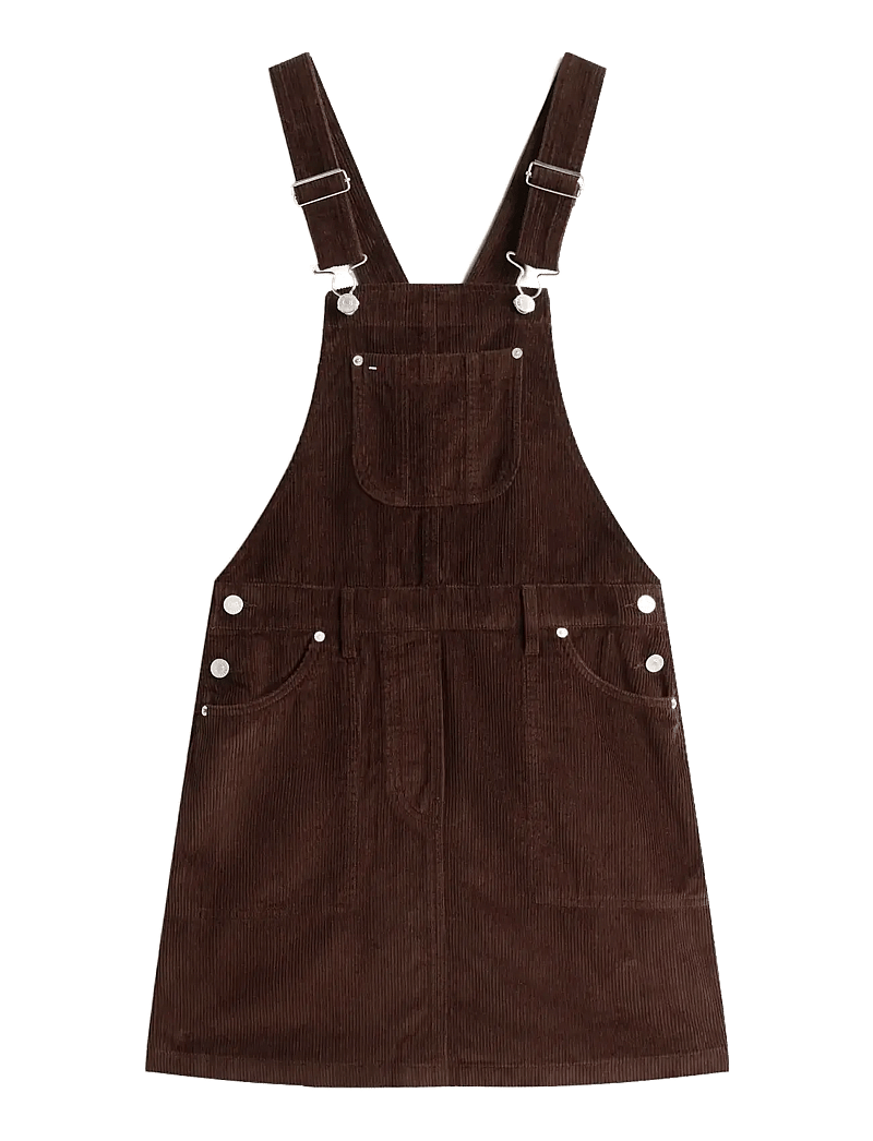 Tommy Jeans - TJW SCRIPT CORD DUNGAREES DRESS - korte kjoler - rich brown - 1