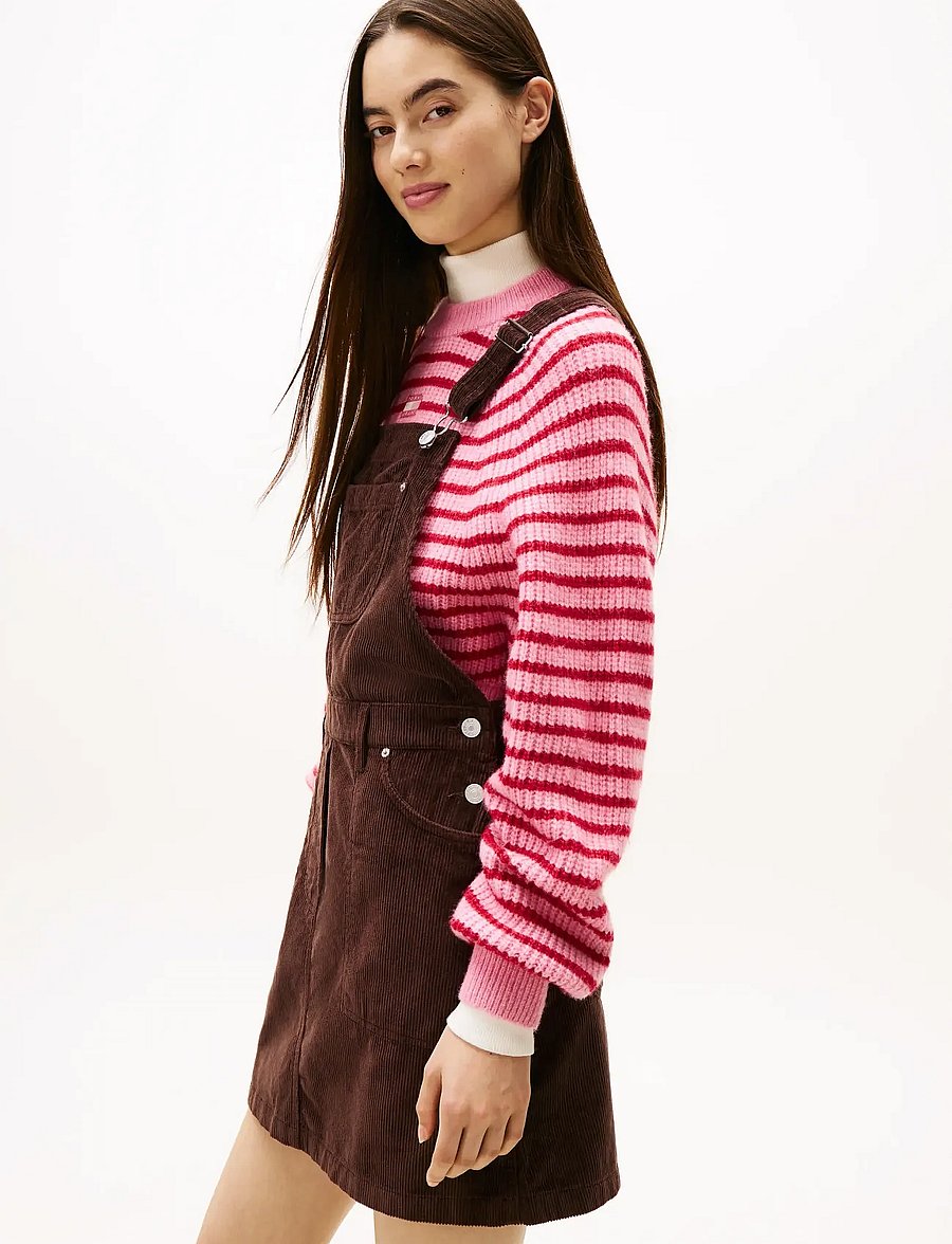 Tommy Jeans - TJW SCRIPT CORD DUNGAREES DRESS - kurze kleider - rich brown - 2
