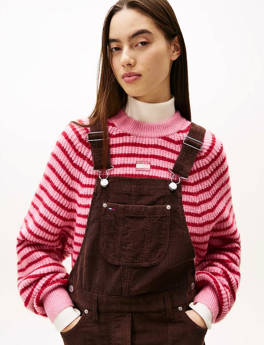 Tommy Jeans - TJW SCRIPT CORD DUNGAREES DRESS - kurze kleider - rich brown - 3