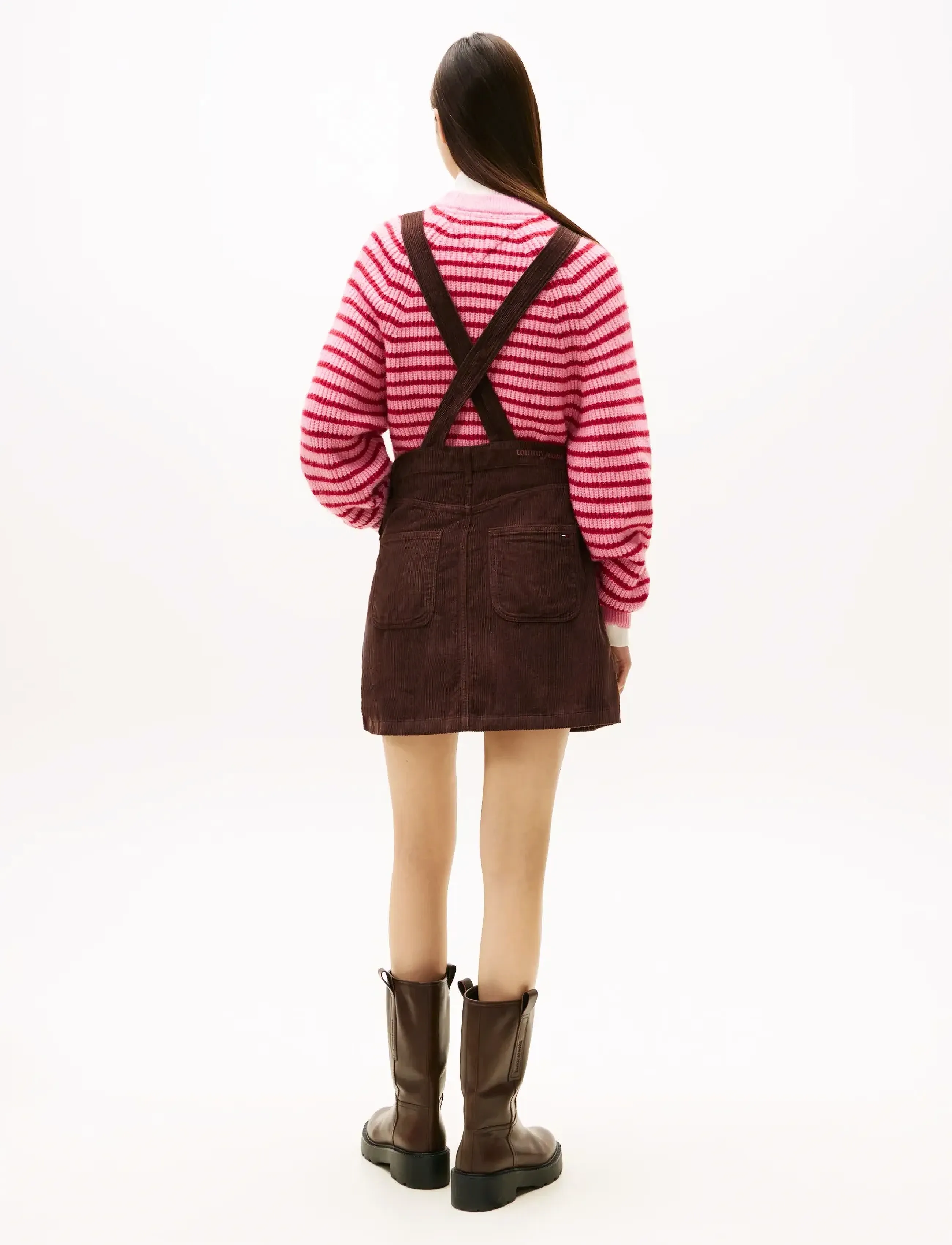 Tommy Jeans - TJW SCRIPT CORD DUNGAREES DRESS - korte jurken - rich brown - 4